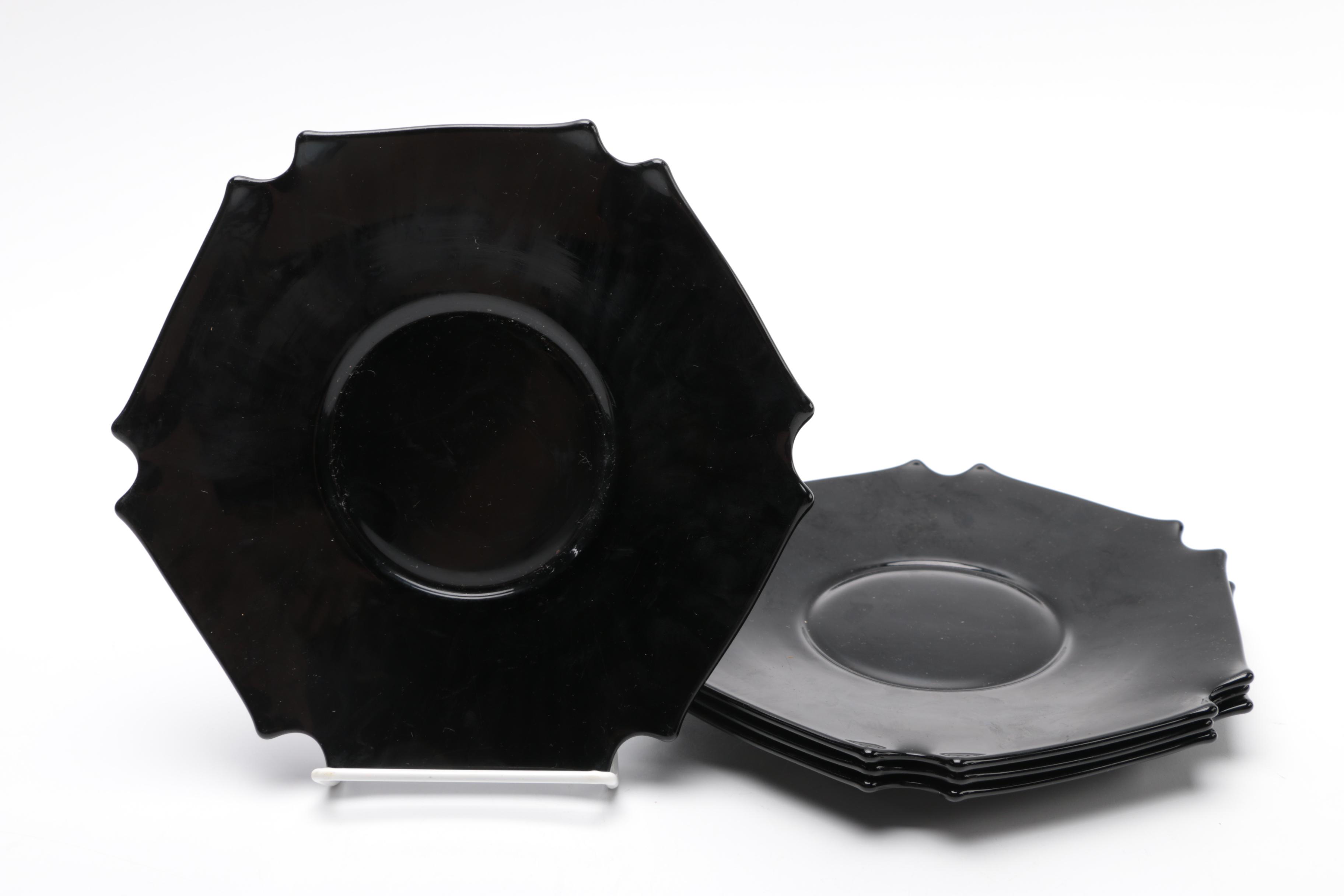 Tiara Exclusives Black Amethyst Glass Tableware Circa 1970