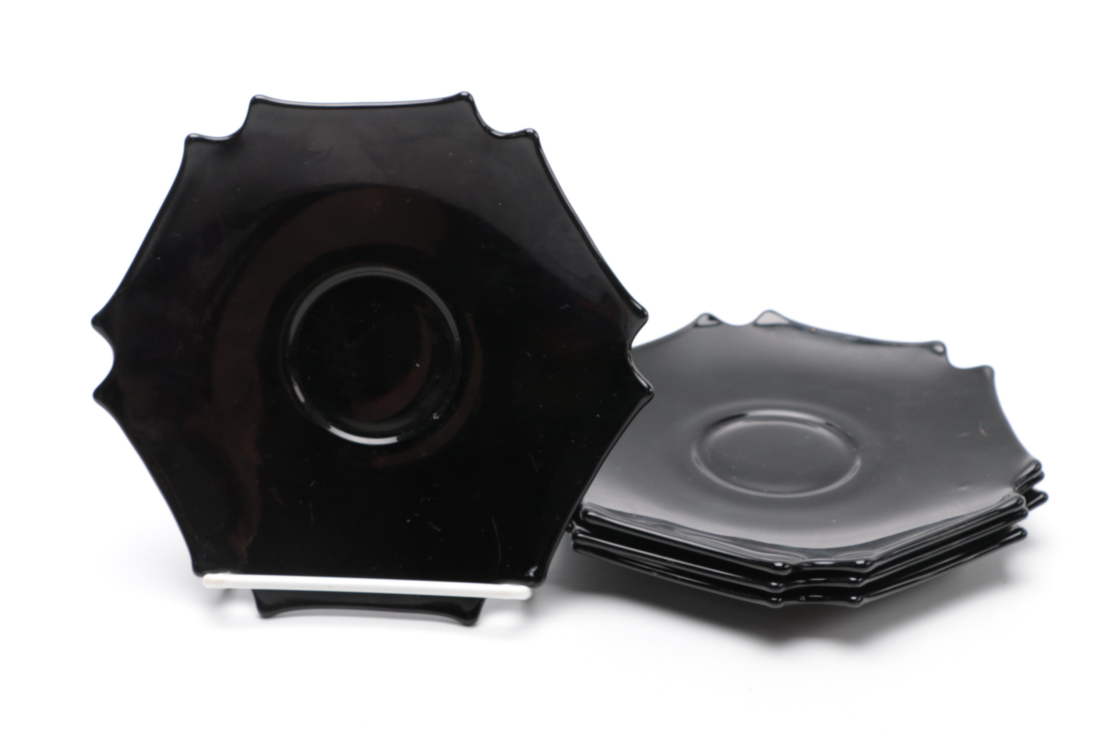 Tiara Exclusives Black Amethyst Glass Tableware Circa 1970