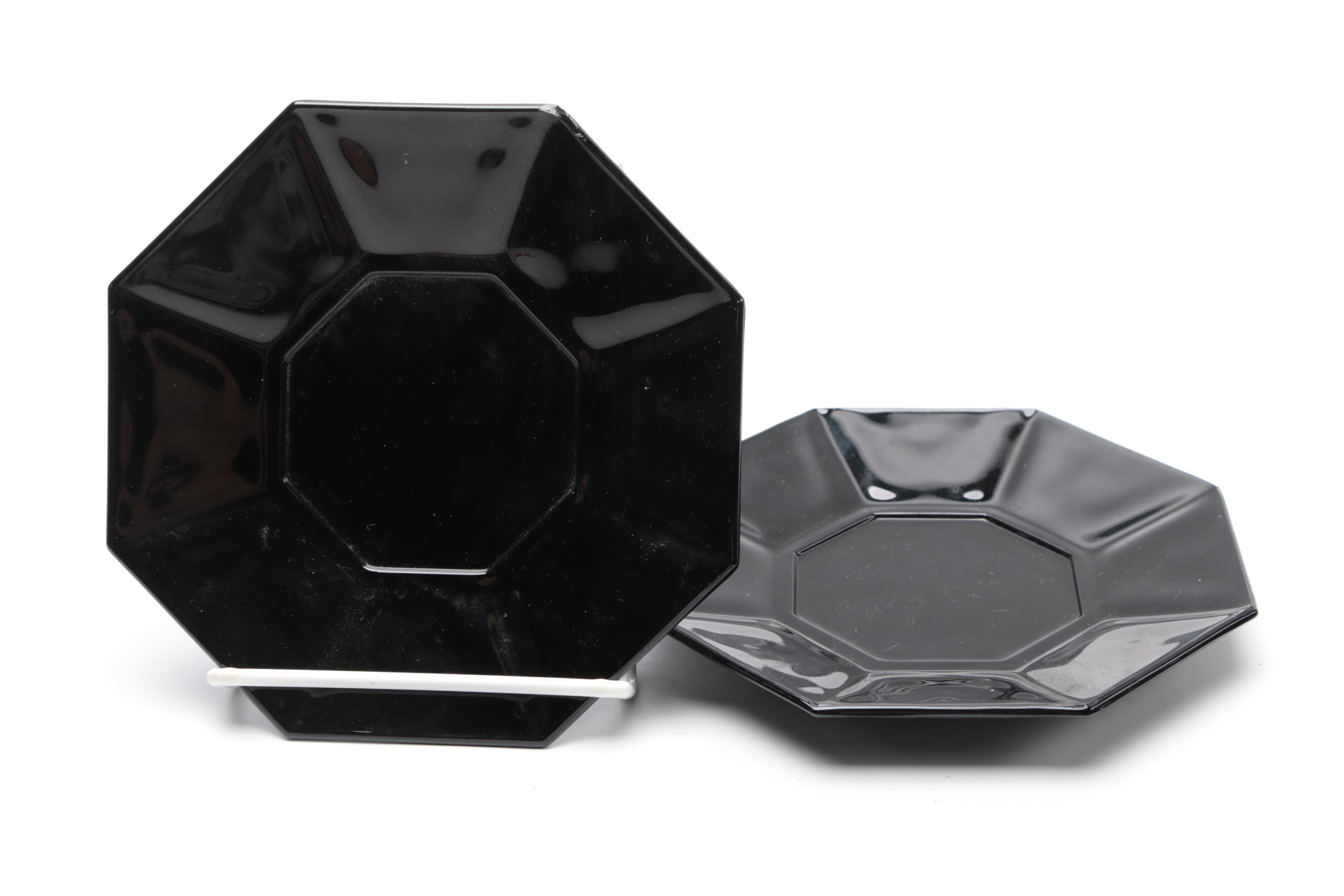 Tiara Exclusives Black Amethyst Glass Tableware Circa 1970