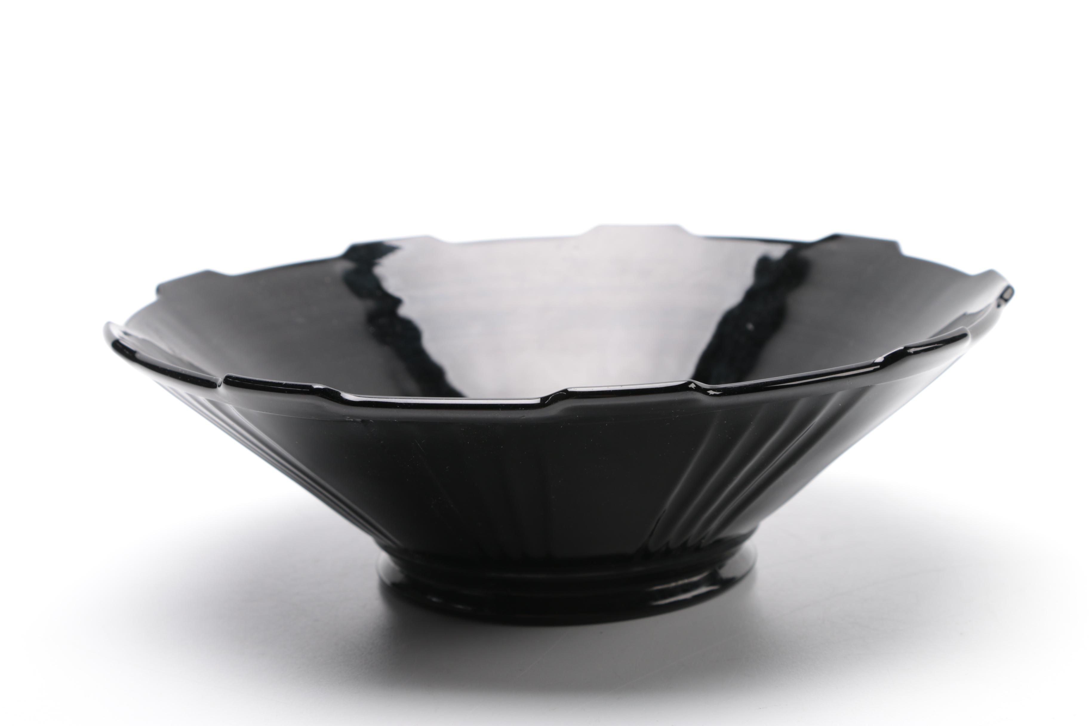 Tiara Exclusives Black Amethyst Glass Tableware Circa 1970