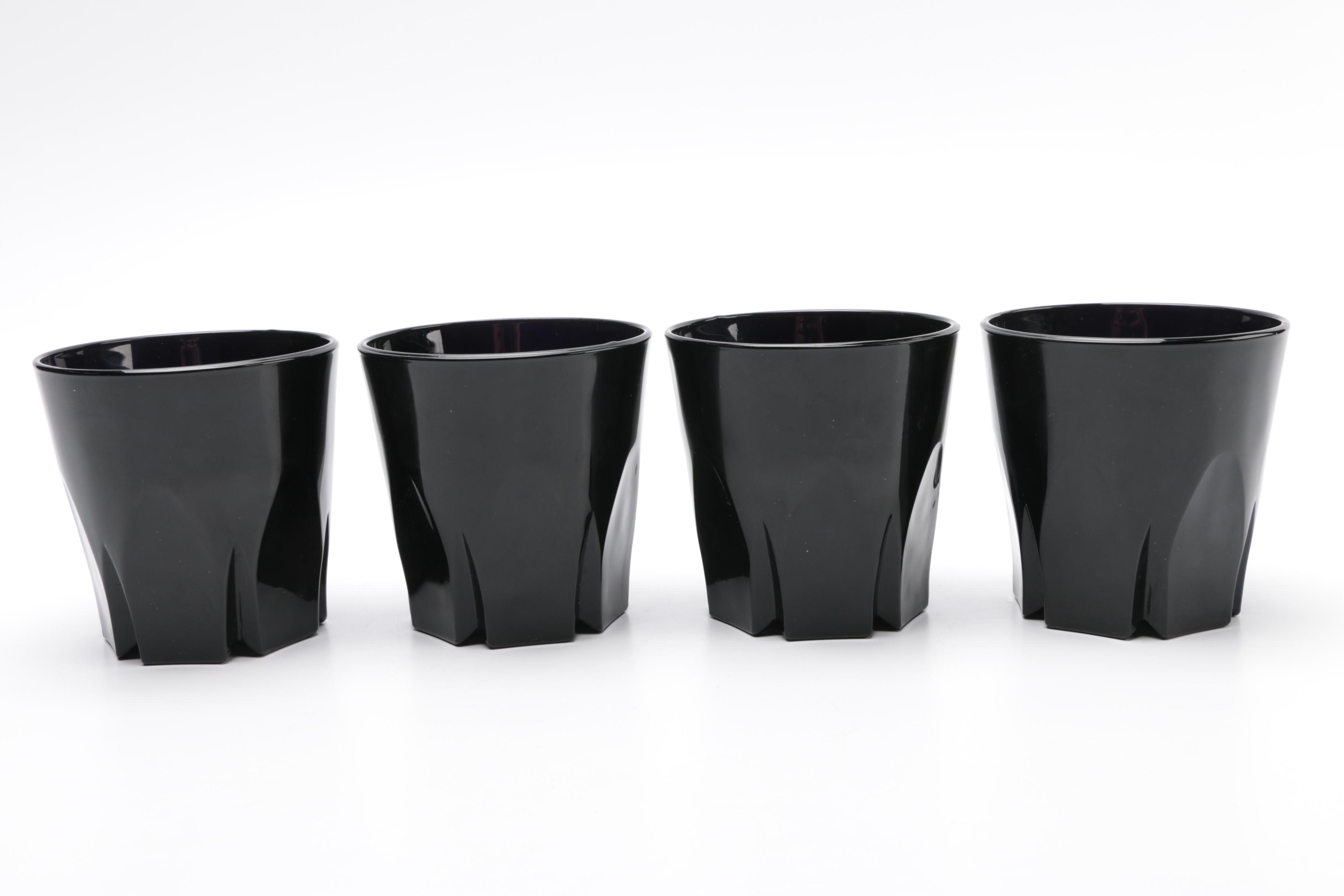 Tiara Exclusives Black Amethyst Glass Tableware Circa 1970