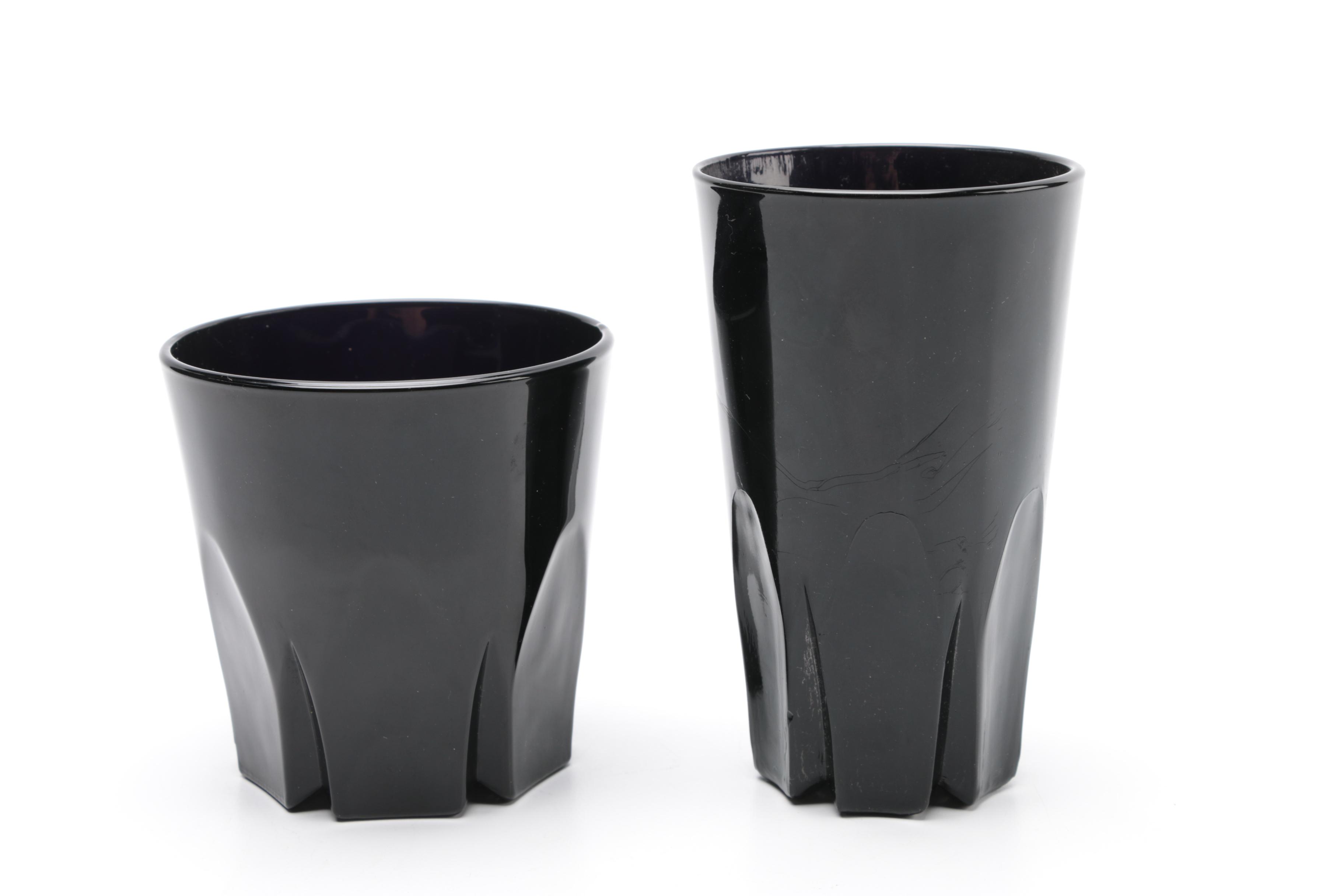 Tiara Exclusives Black Amethyst Glass Tableware Circa 1970