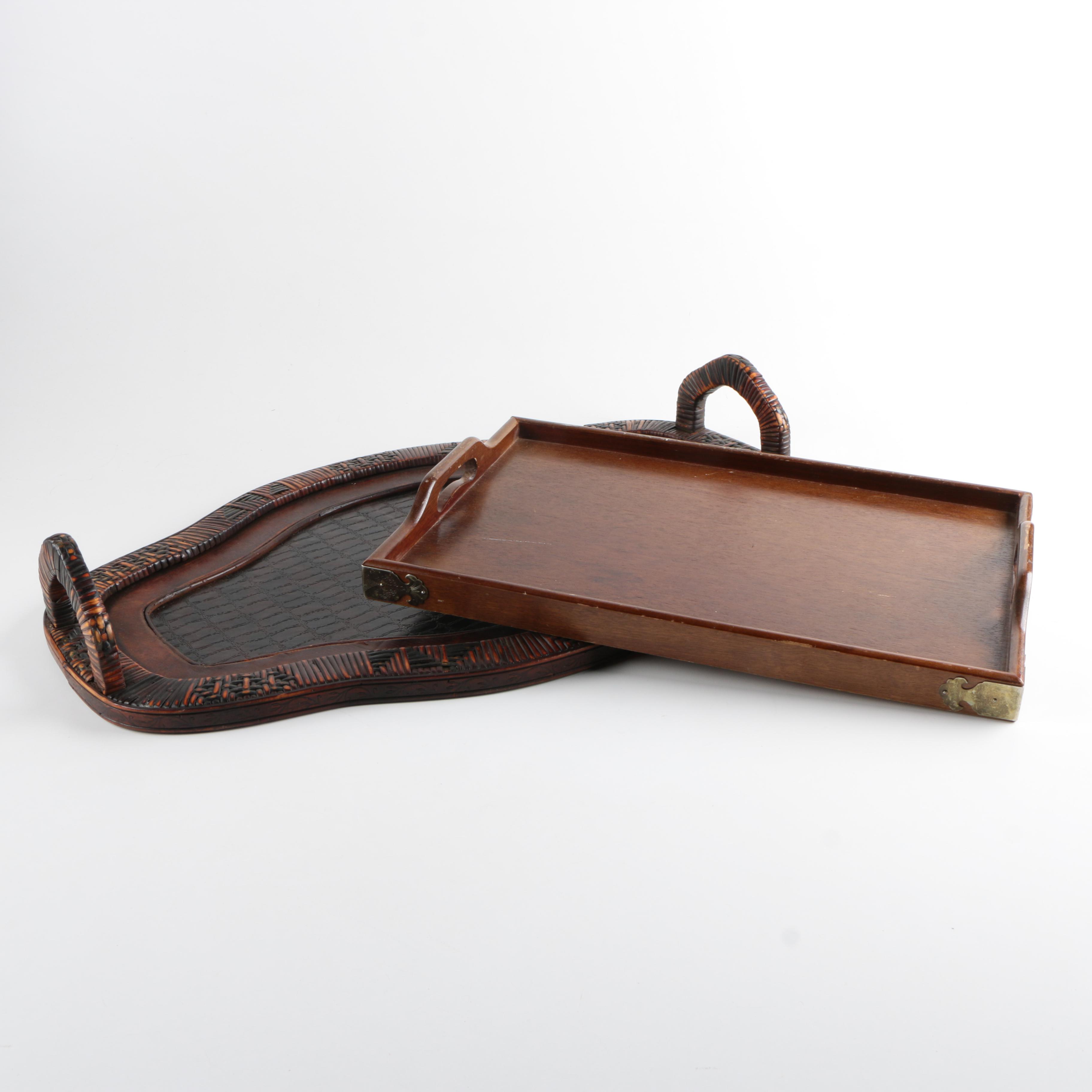 Wood Trays with Carved Designs