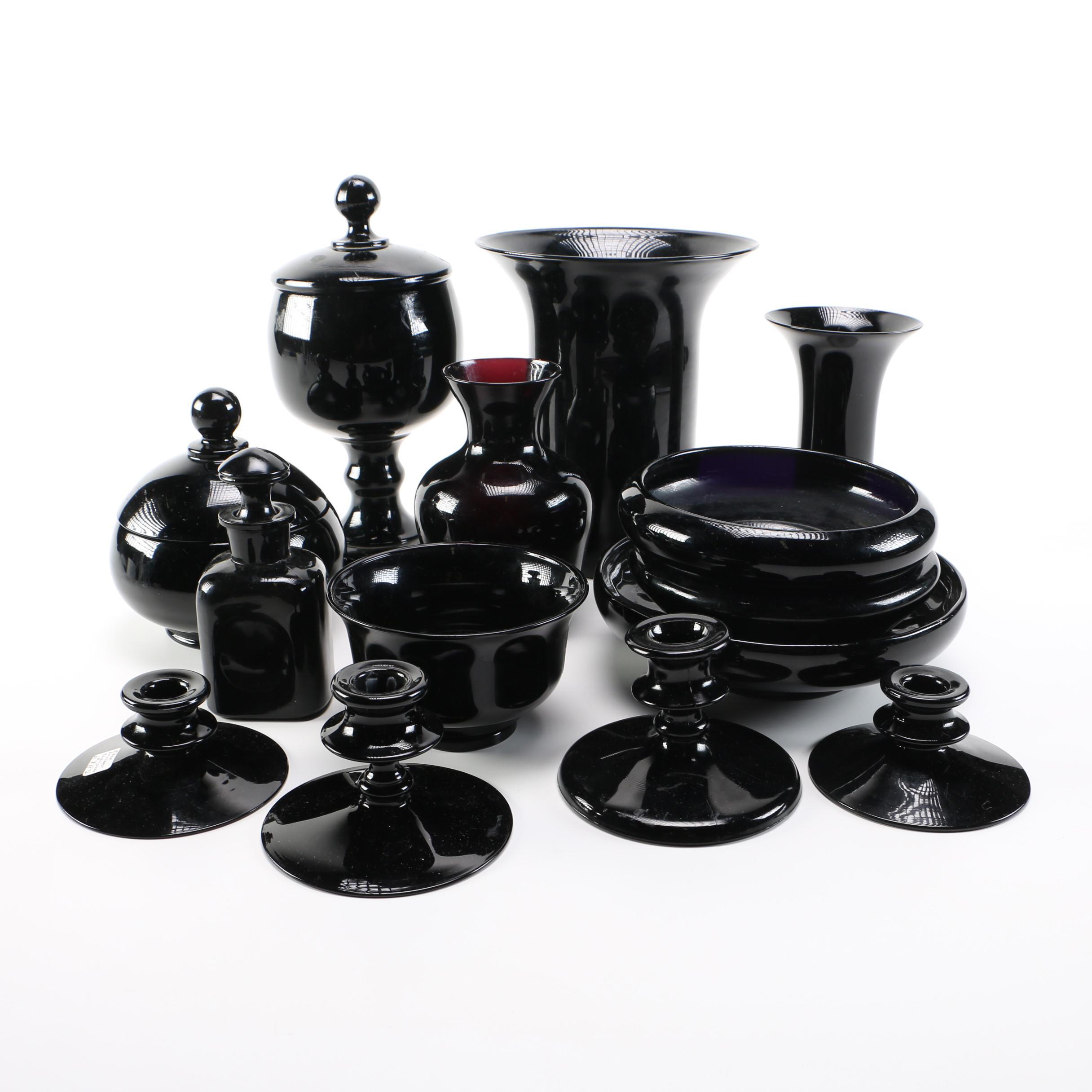 Vintage Black Amethyst Glassware