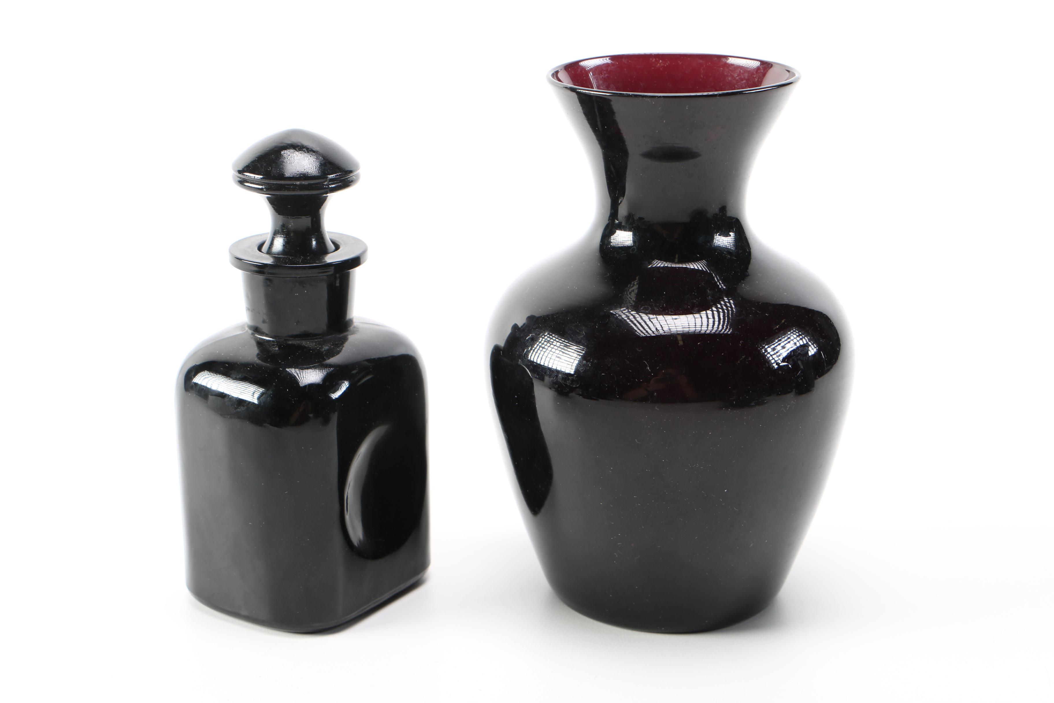 Vintage Black Amethyst Glassware