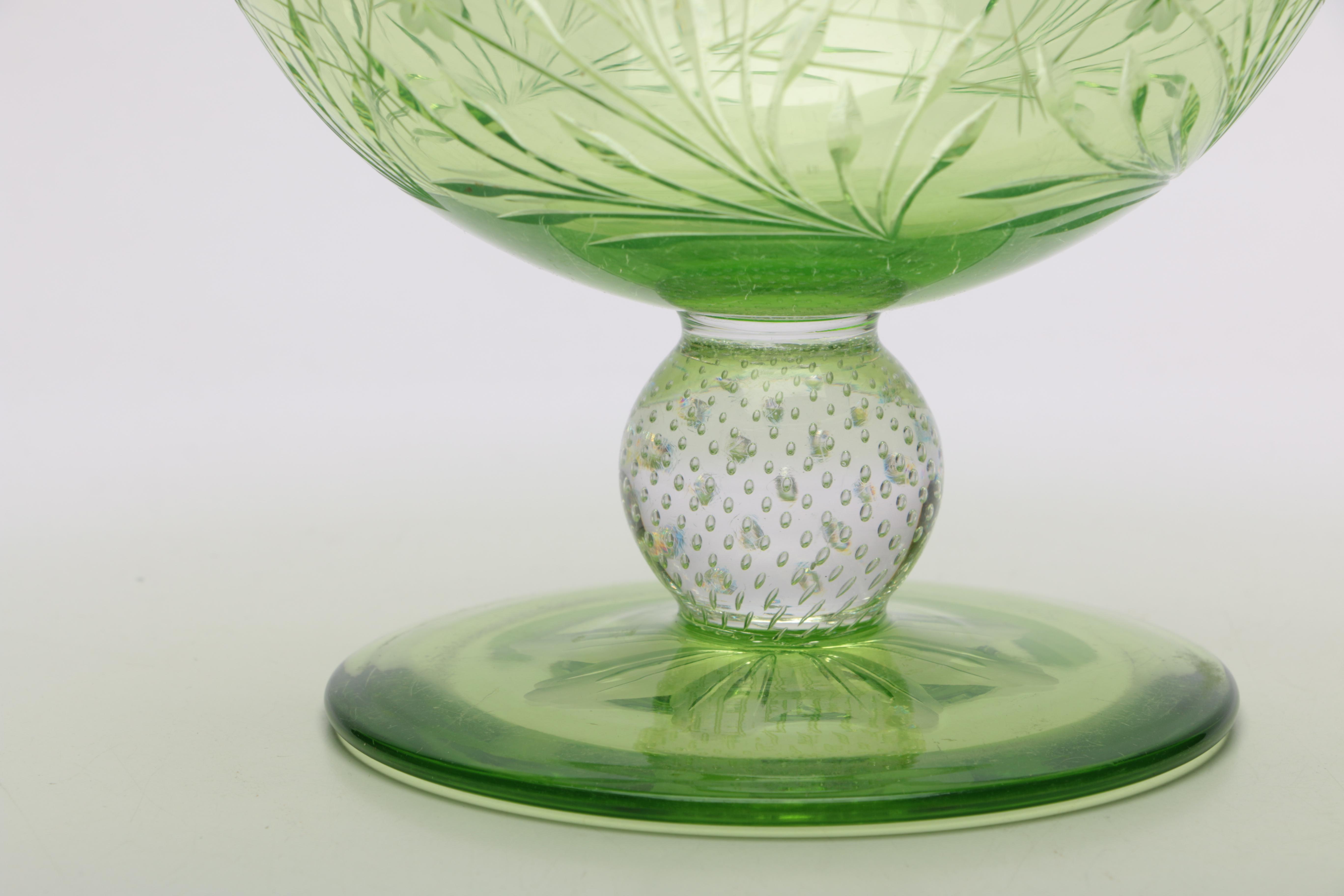 Hand Blown Green Glass Bowl