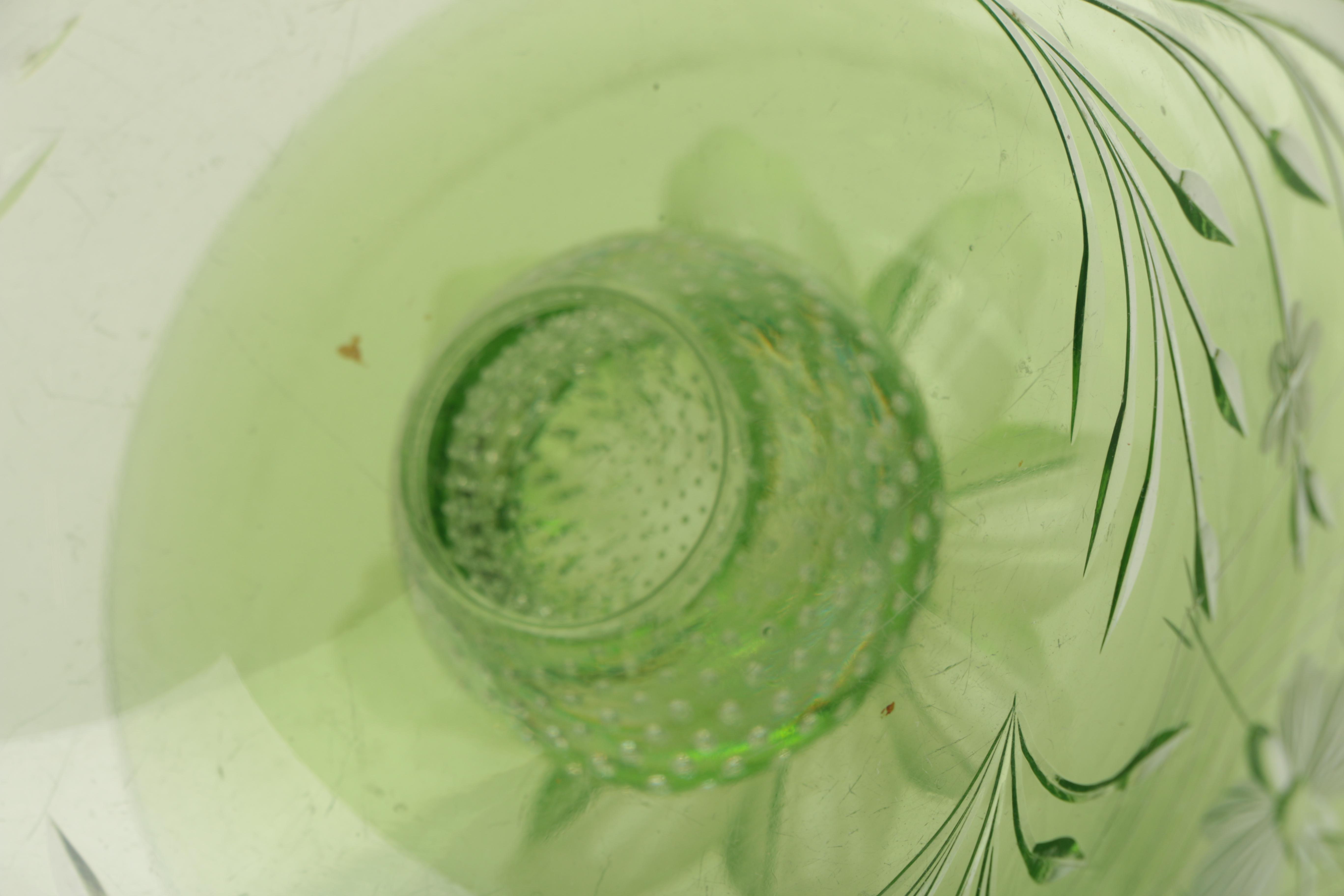 Hand Blown Green Glass Bowl