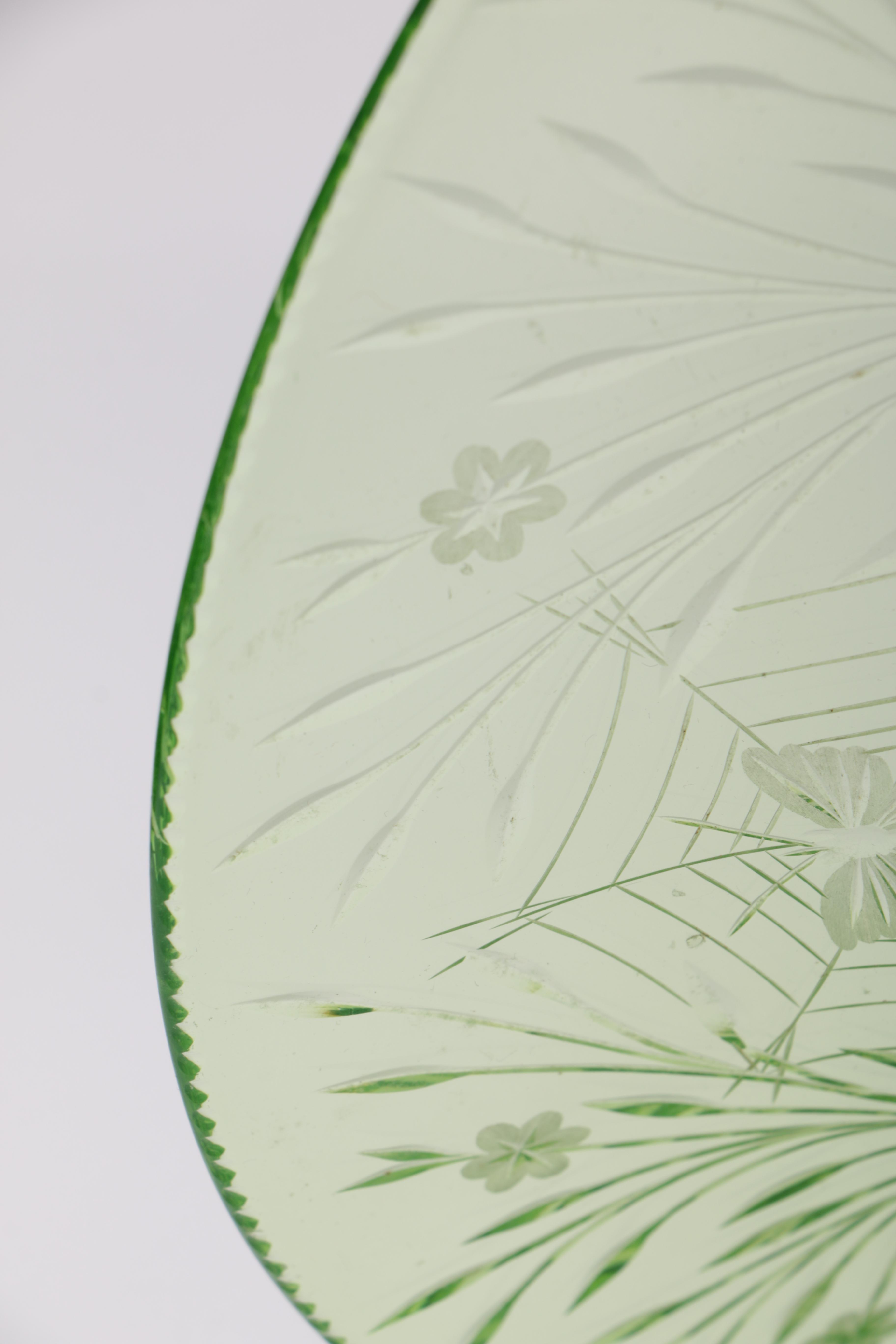 Hand Blown Green Glass Bowl