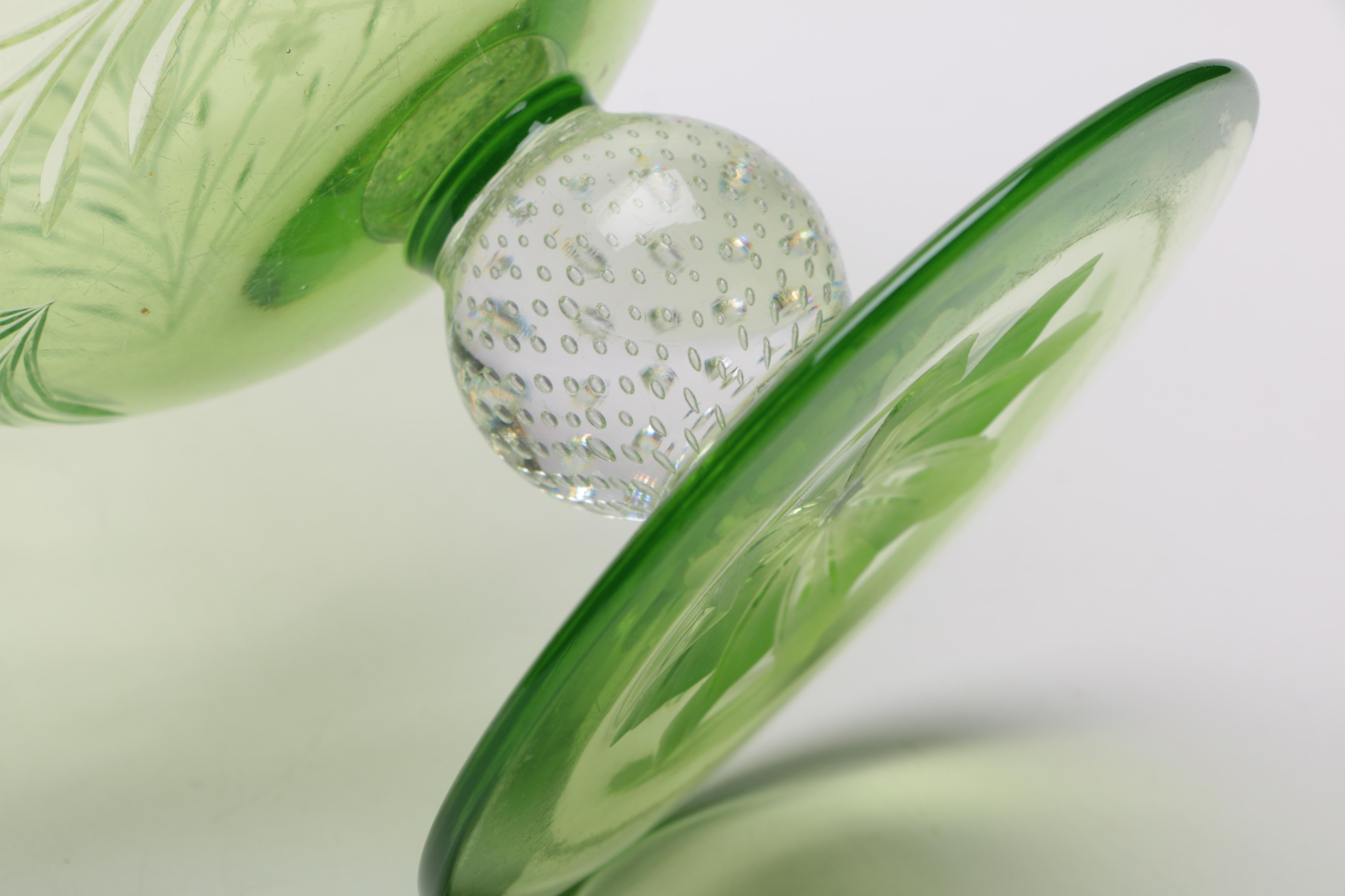 Hand Blown Green Glass Bowl