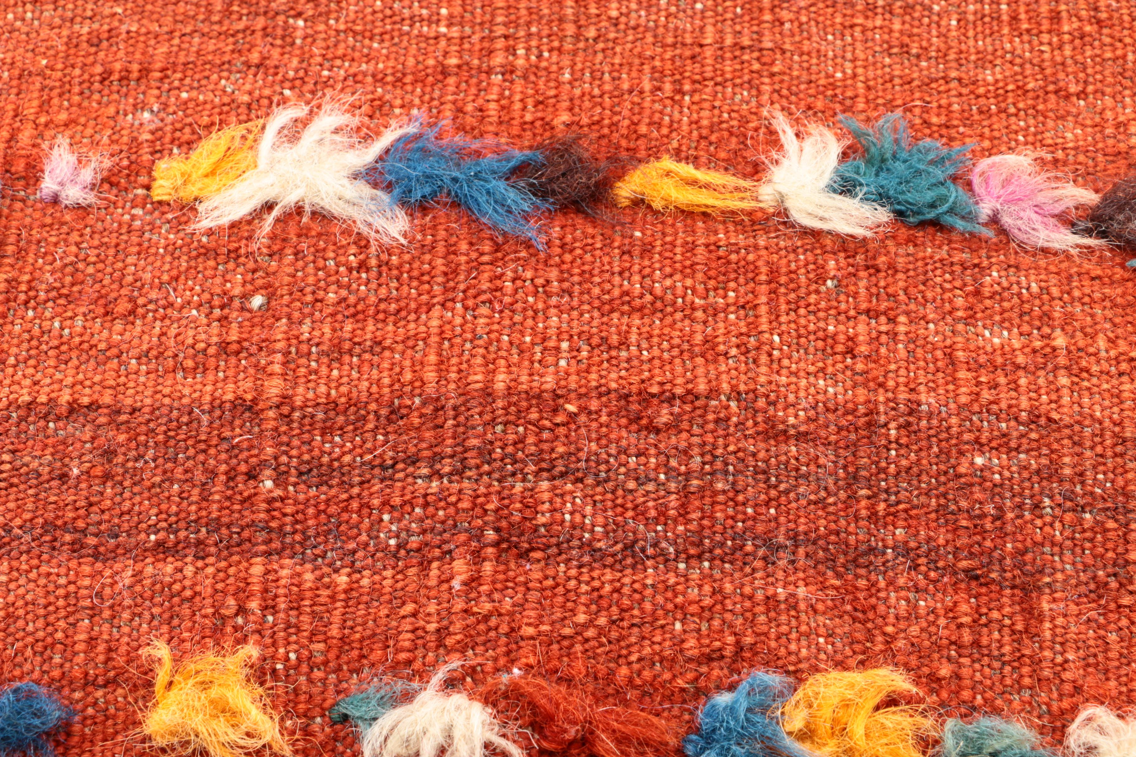 Handwoven and Embroidered Red Wool Pillow