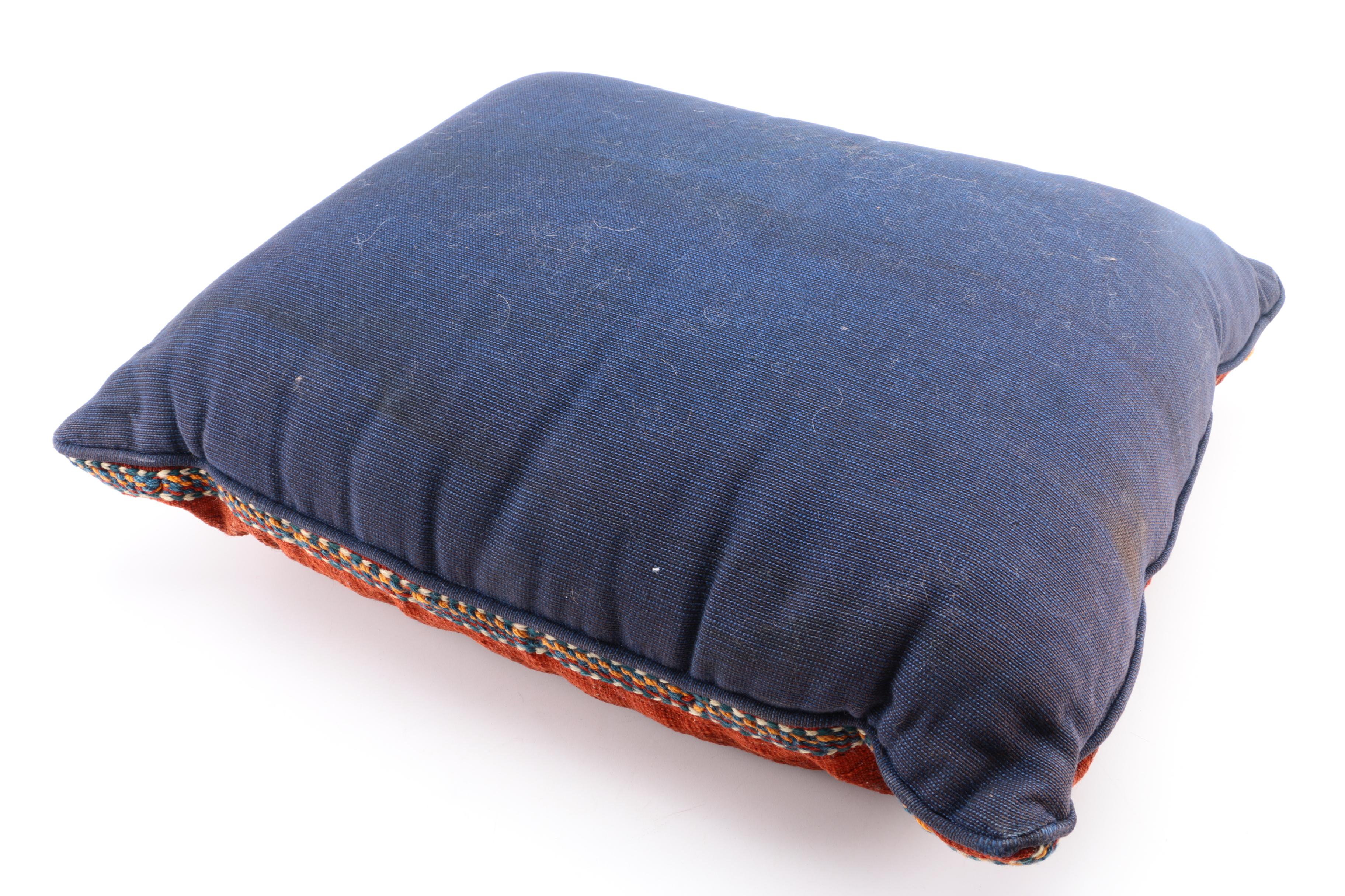 Handwoven and Embroidered Red Wool Pillow