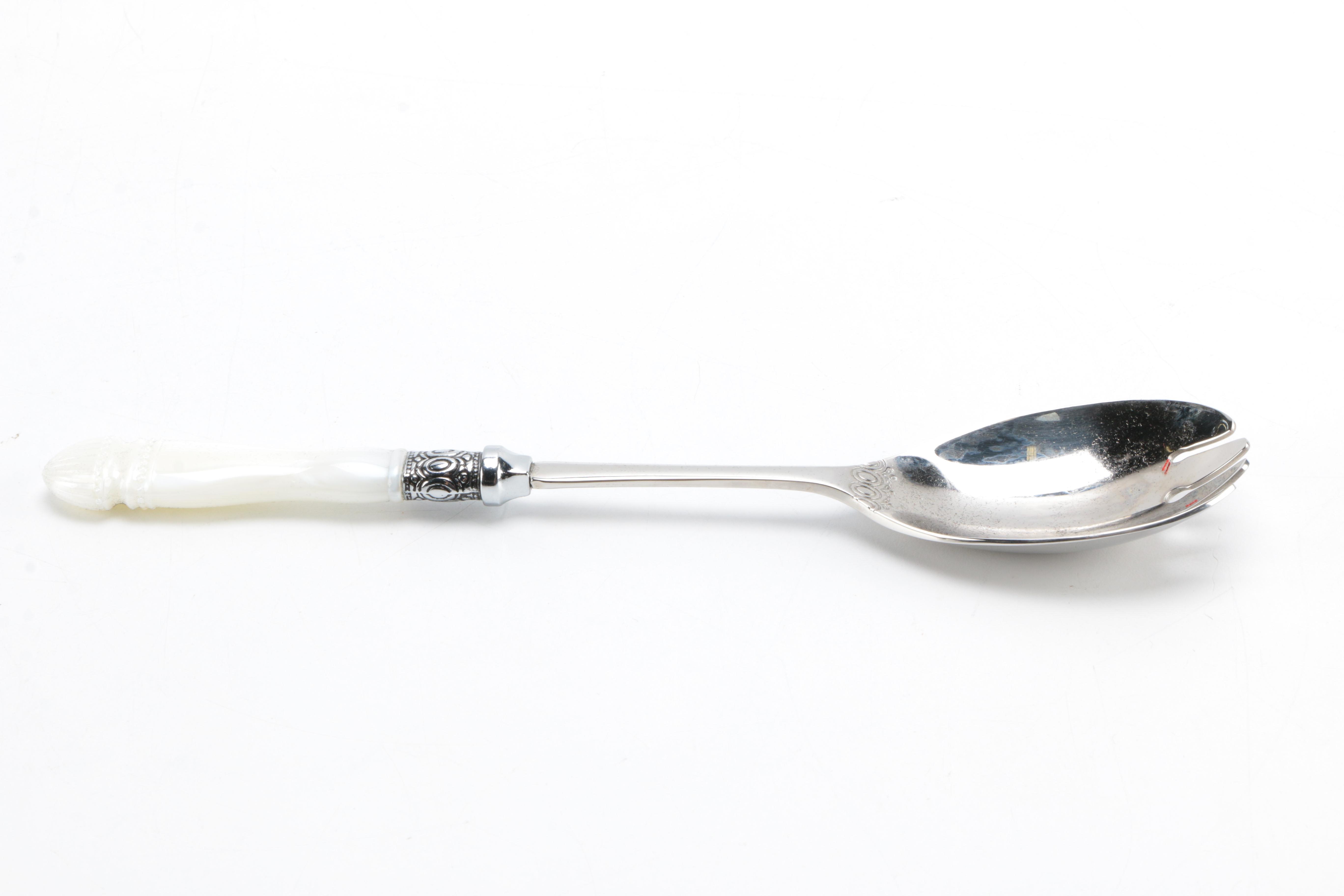 SLAH Southern Living Stainless Steel Salad Servers With Mother of Pearl Handles