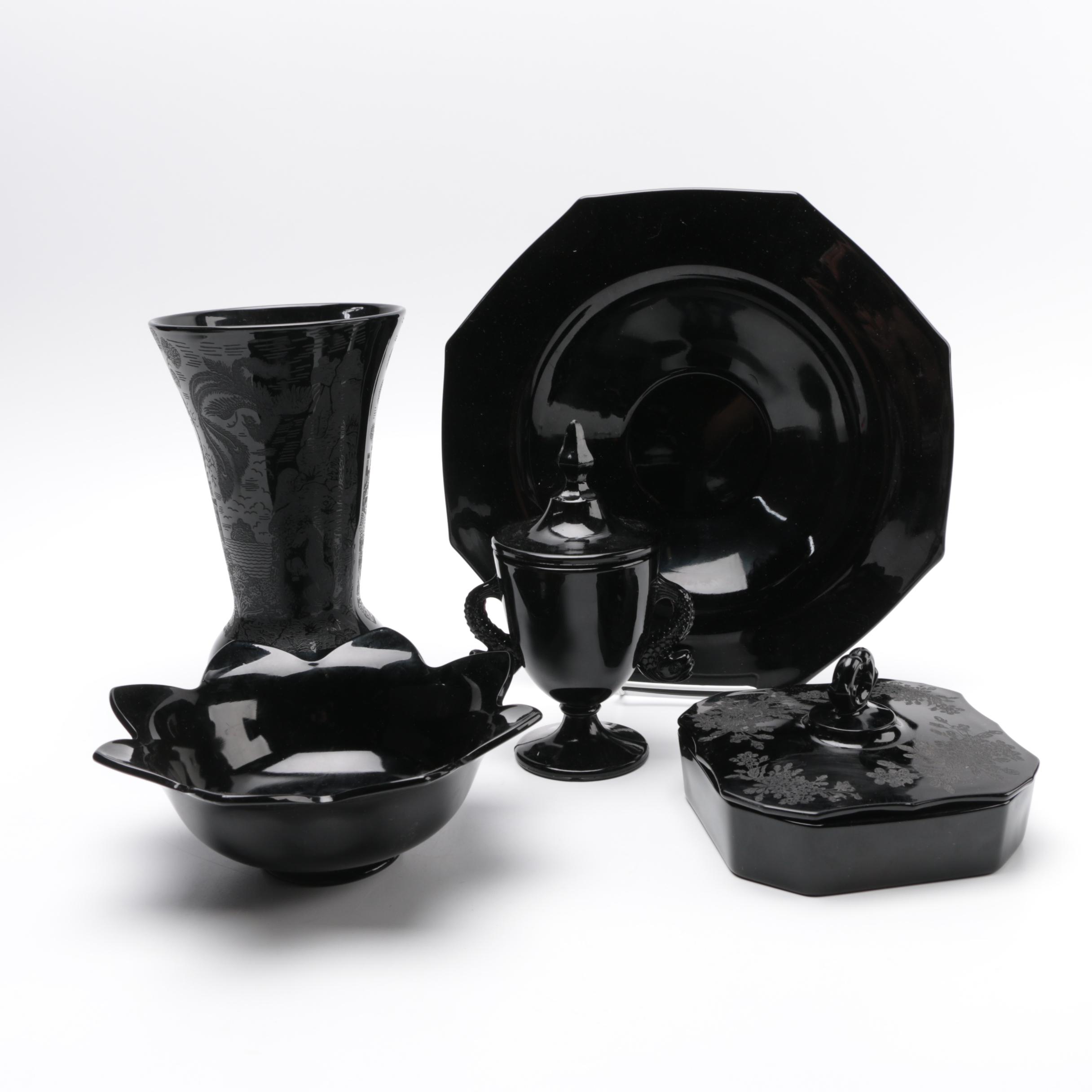 Vintage Black Amethyst Glass Assortment