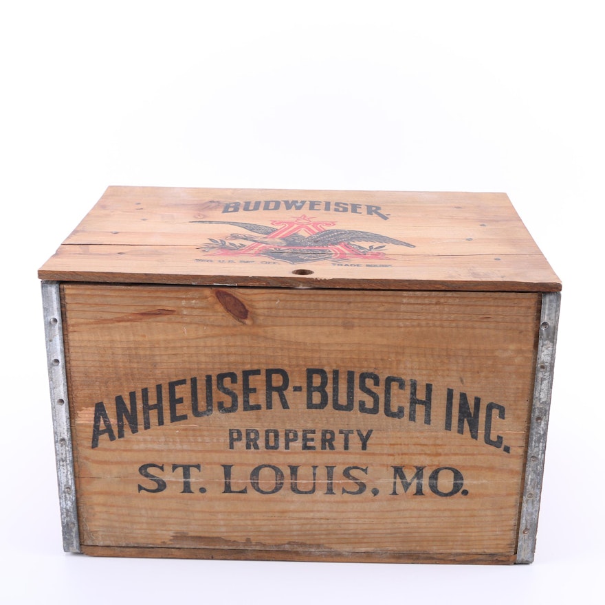 Anheuser-Busch Inc. Budweiser Wooden Crate With Checkerboard Lid