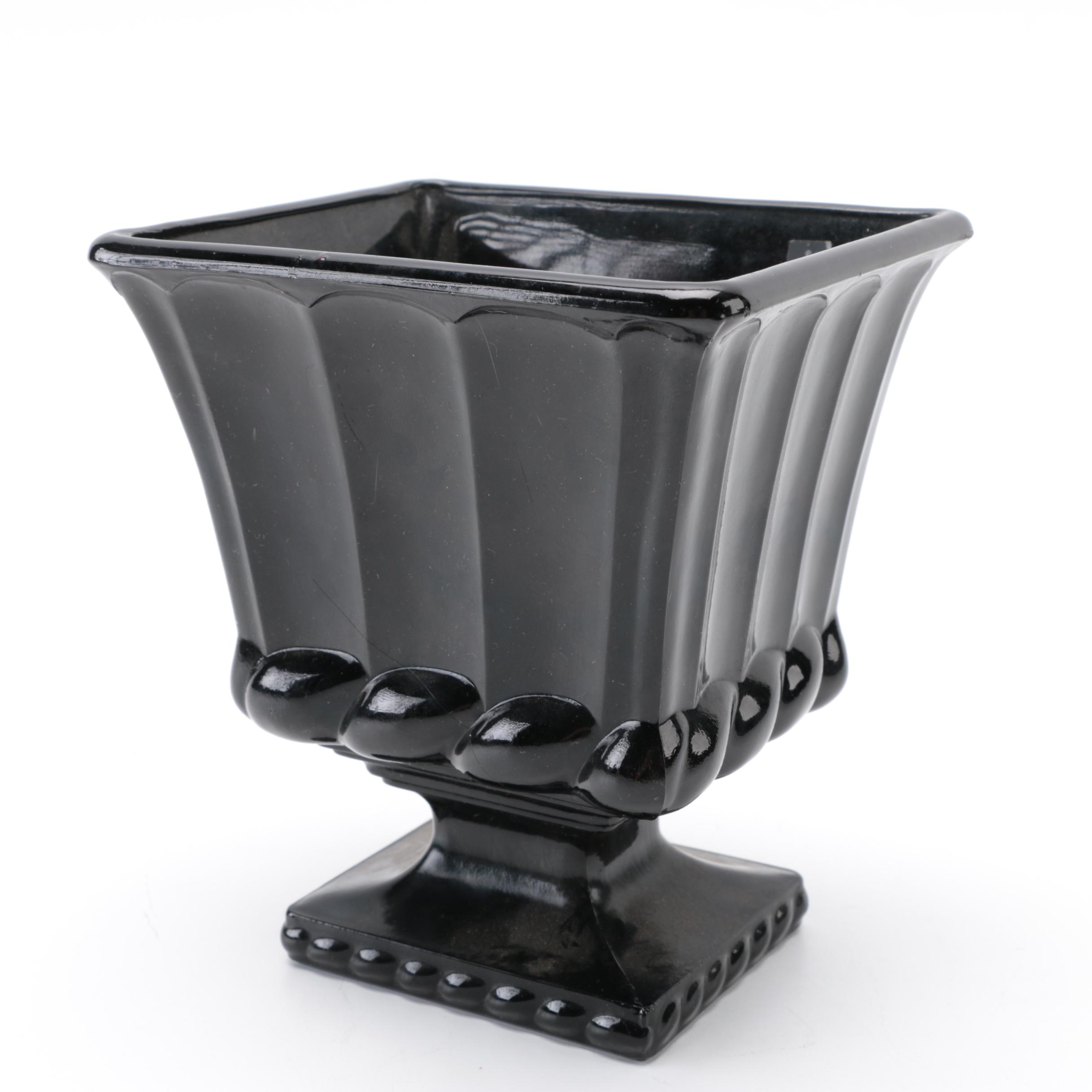 Tiara Exclusives Black Amethyst Glass Vases and Planters Circa 1970