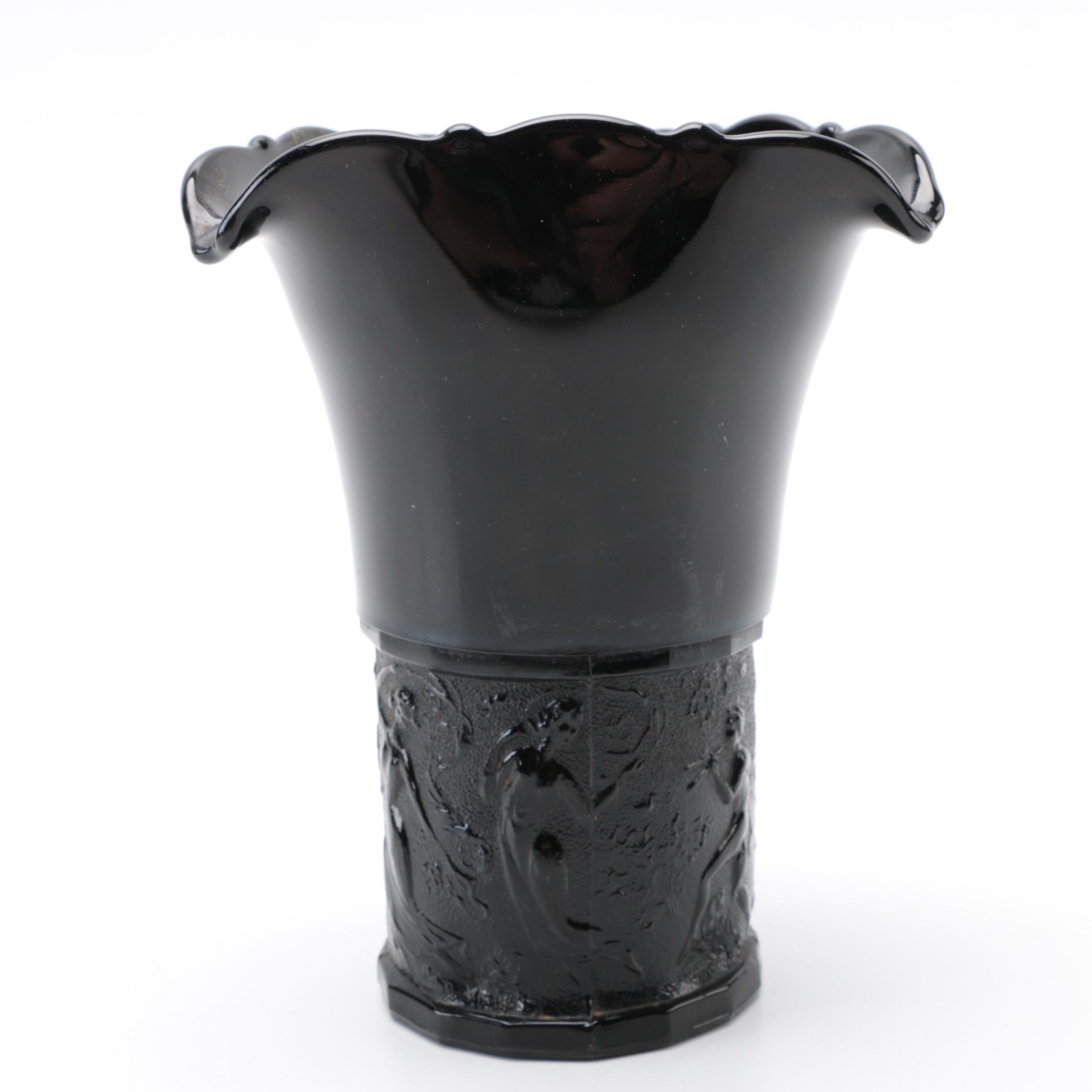 Tiara Exclusives Black Amethyst Glass Vases and Planters Circa 1970