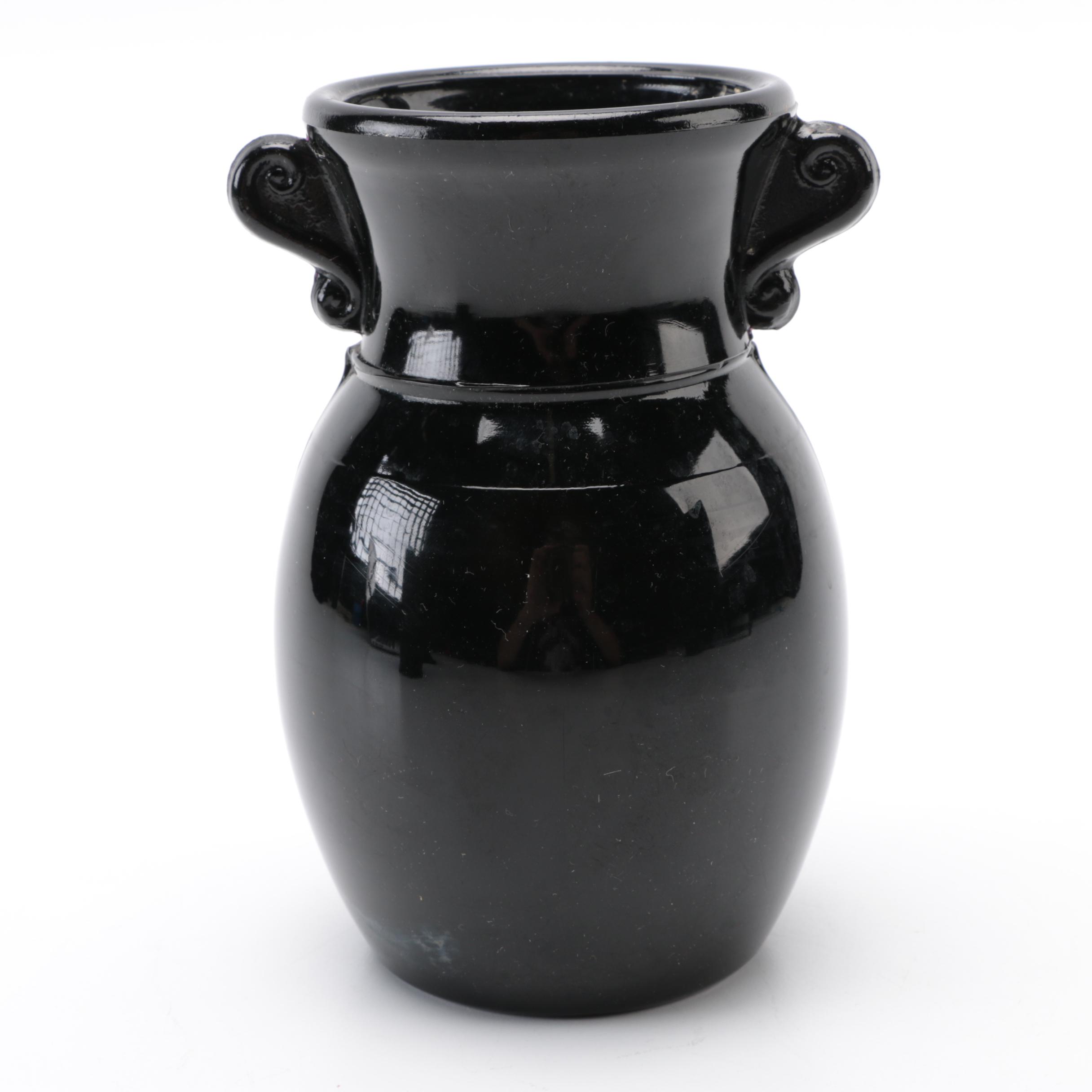 Tiara Exclusives Black Amethyst Glass Vases and Planters Circa 1970