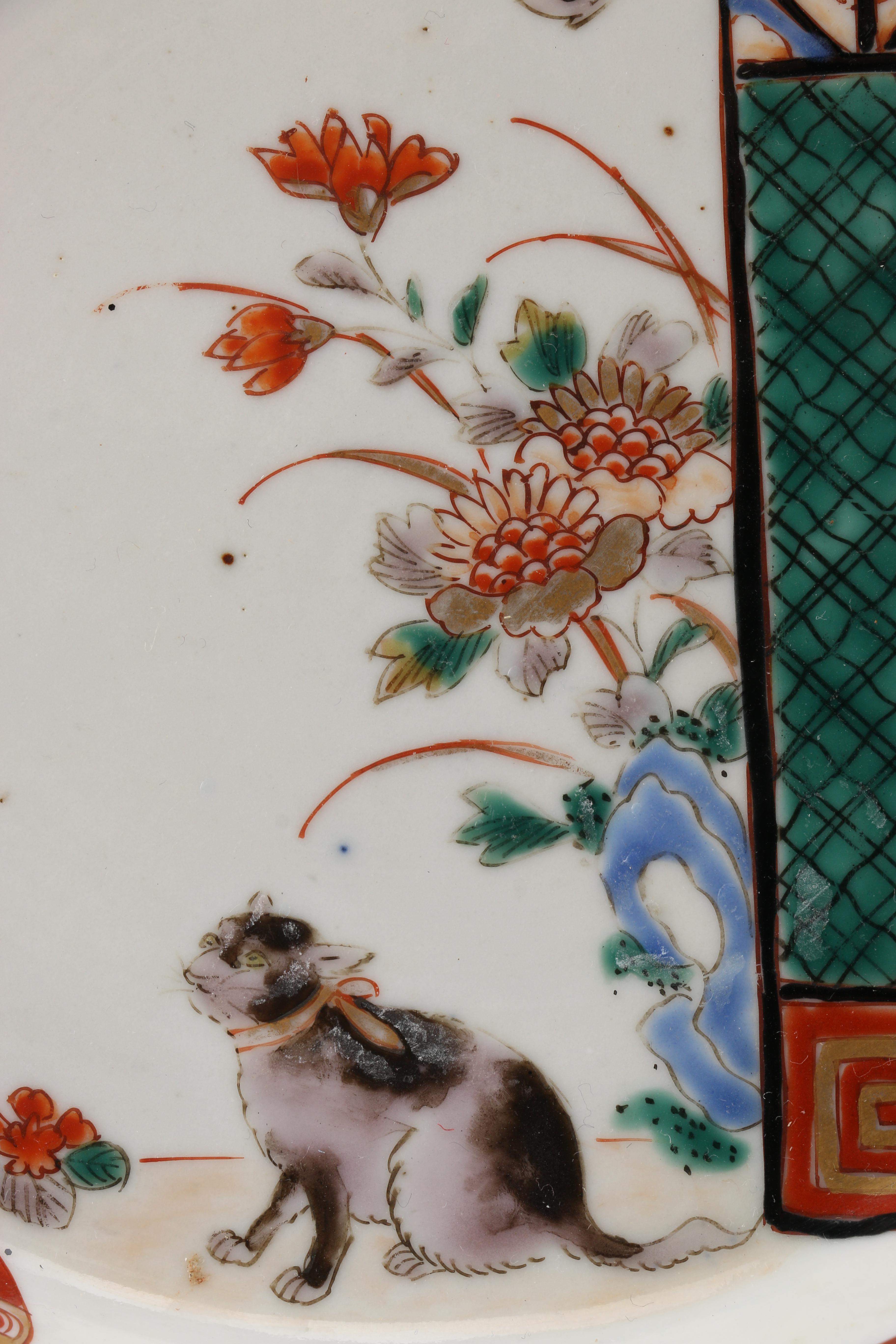 Set of East Asian Red and White Plates