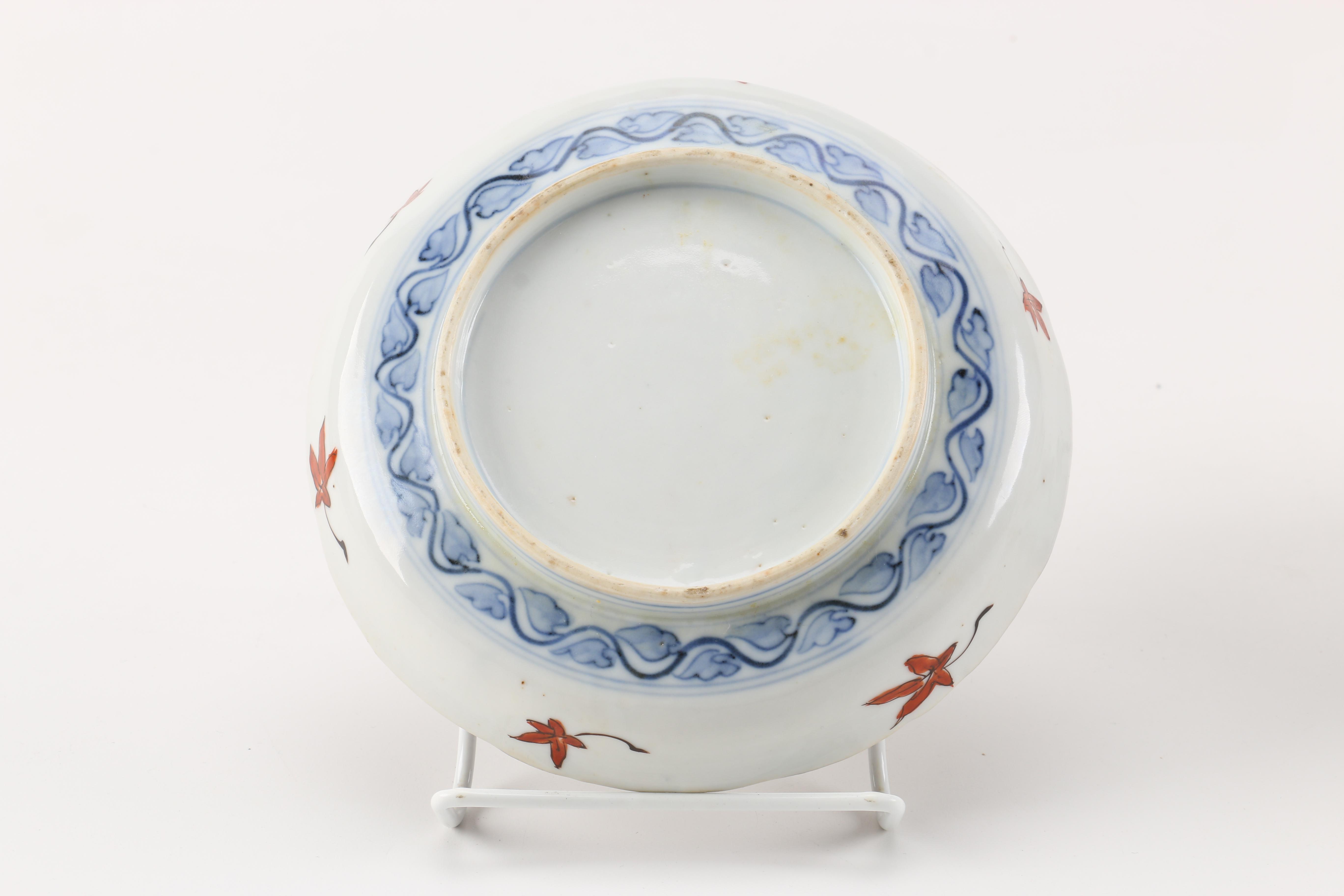 Set of East Asian Red and White Plates