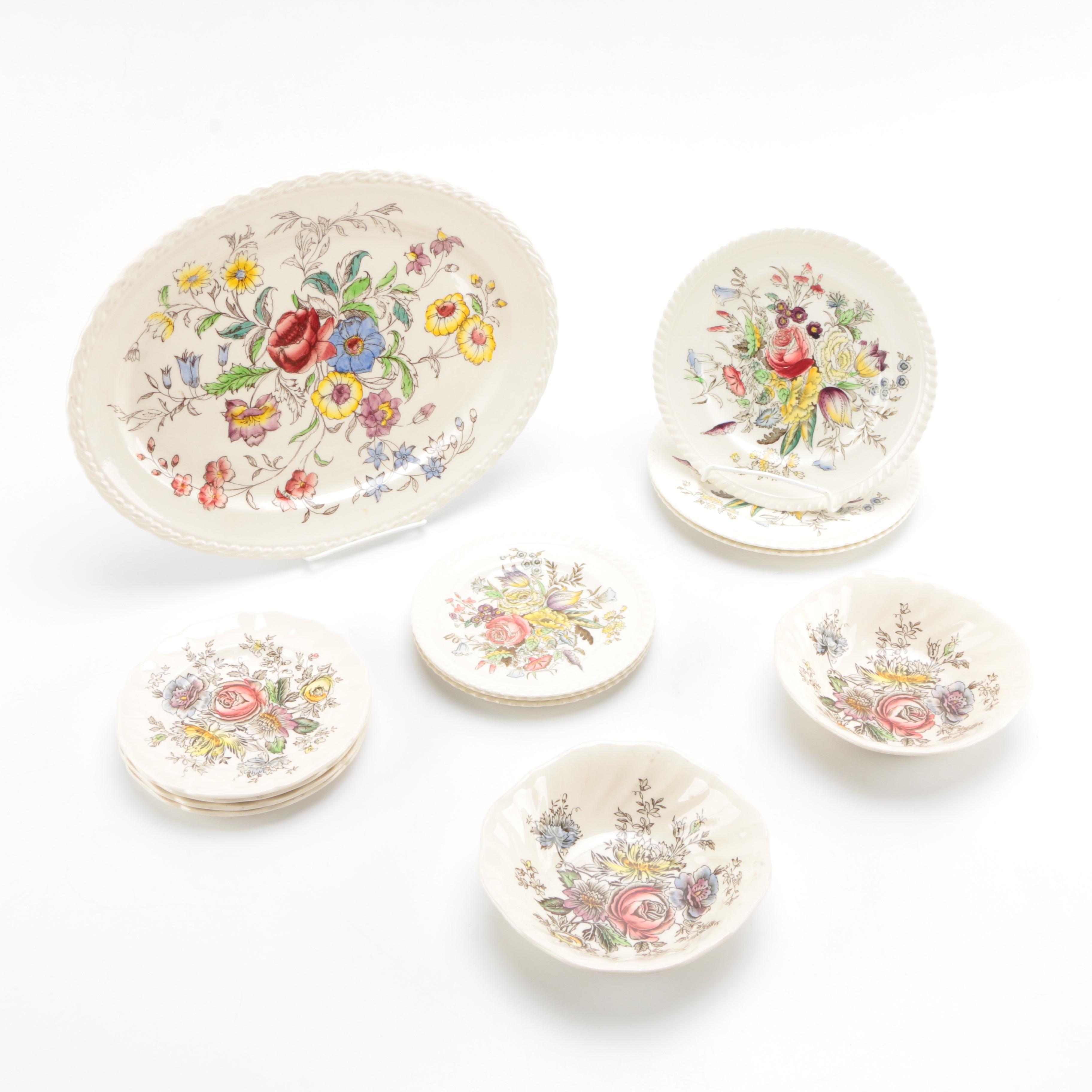 Assorted Floral Pattern Dishes Featuring Johnson Bros