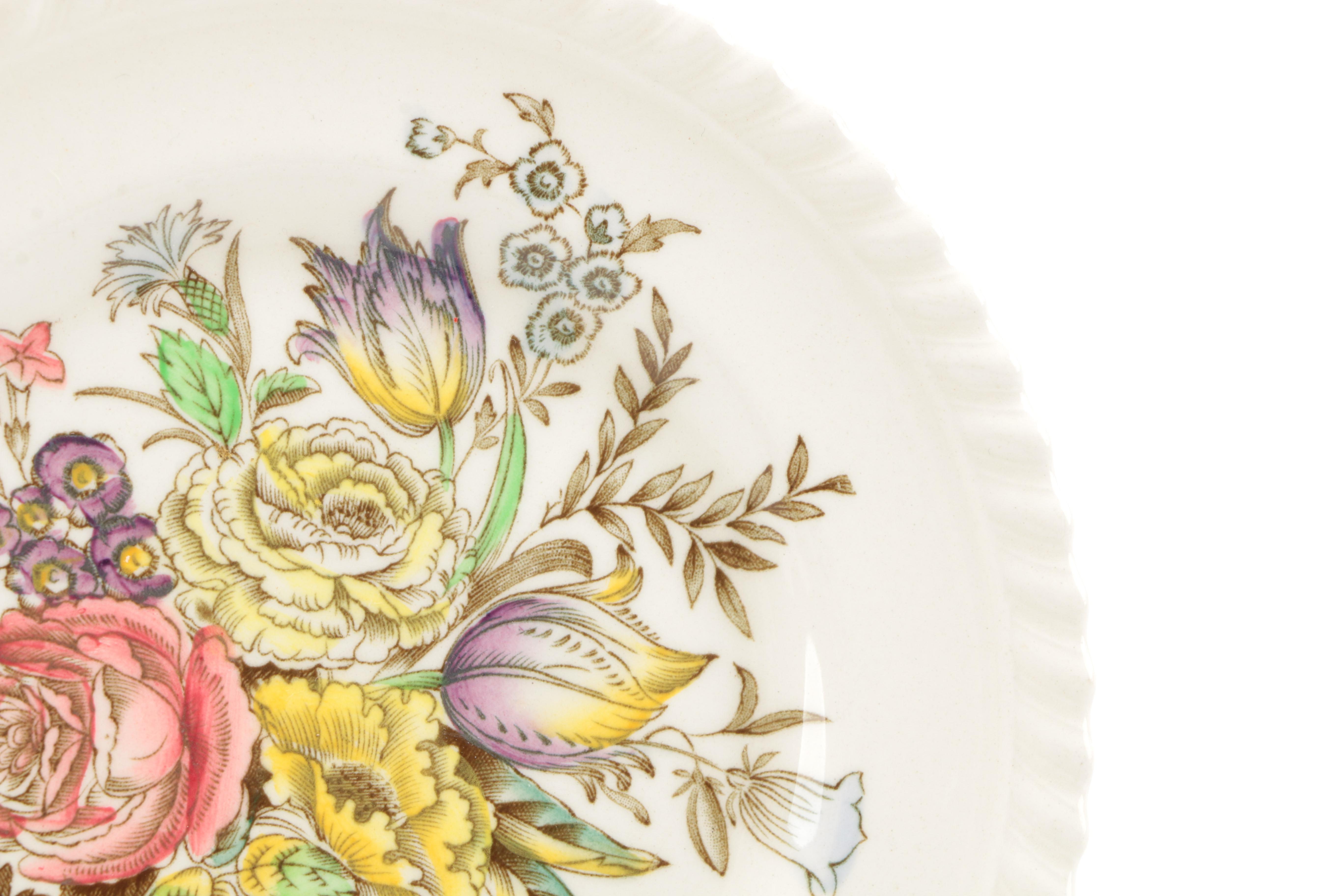 Assorted Floral Pattern Dishes Featuring Johnson Bros