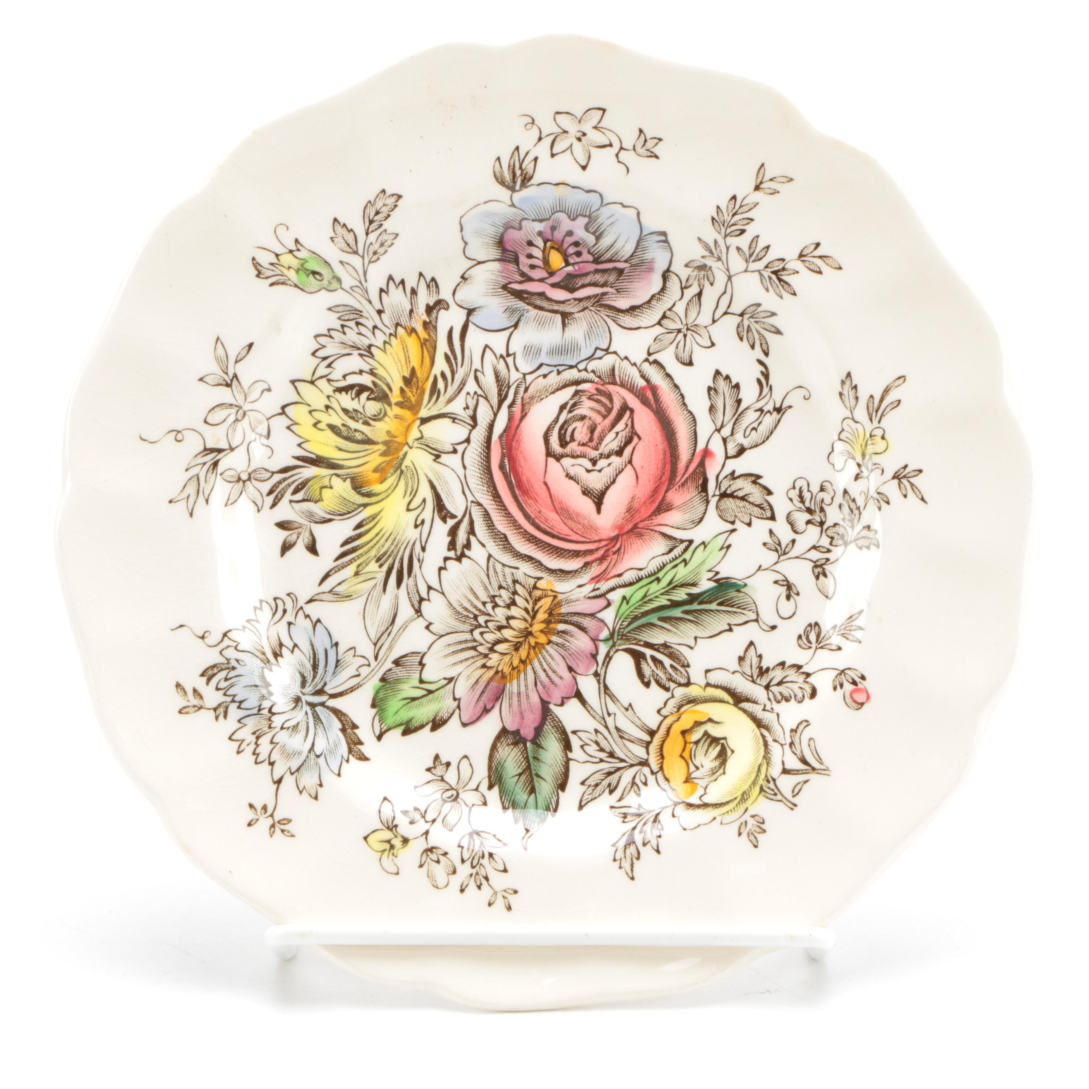 Assorted Floral Pattern Dishes Featuring Johnson Bros