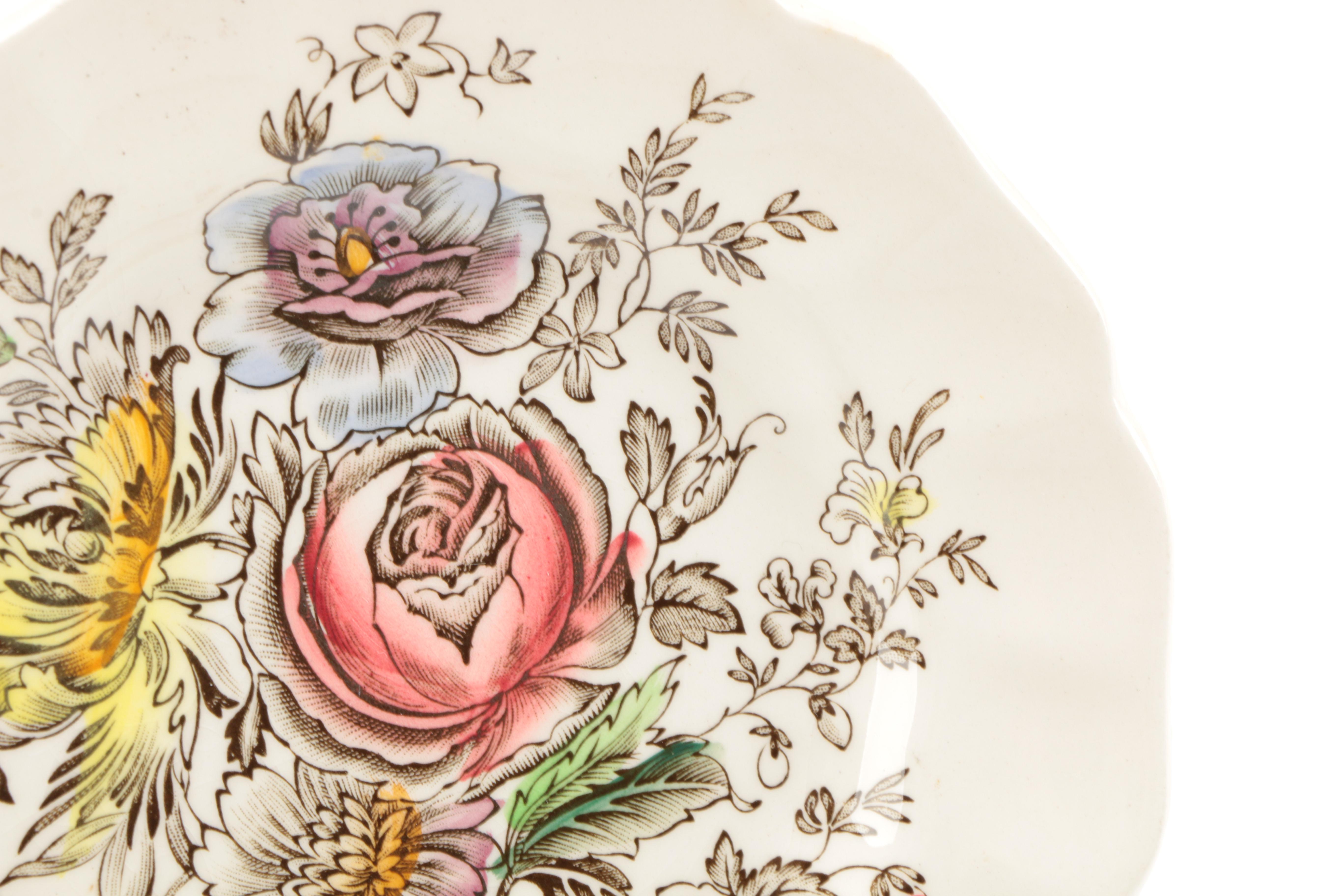 Assorted Floral Pattern Dishes Featuring Johnson Bros