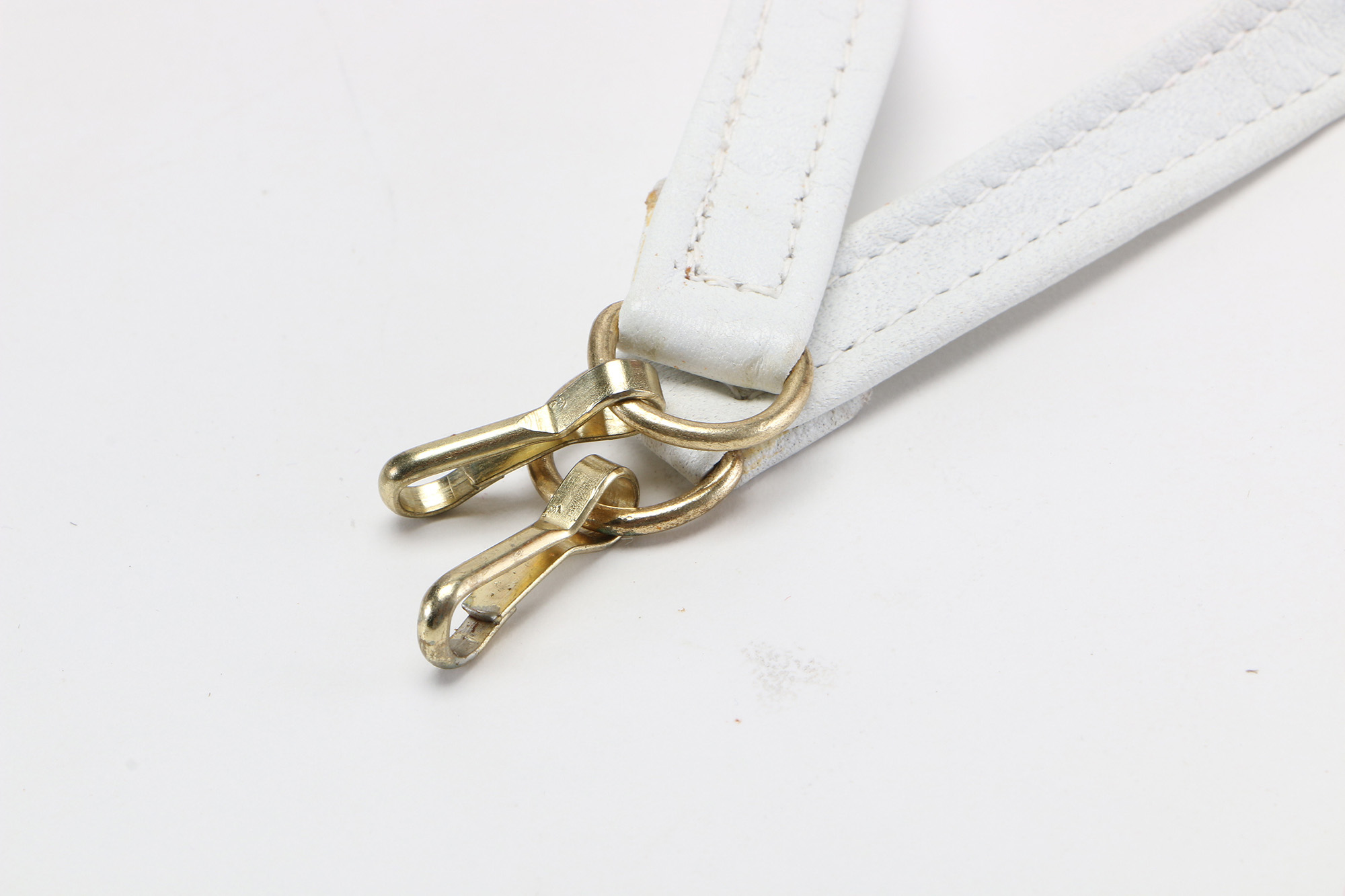 White Leather Fanny Pack With Metal Emblems