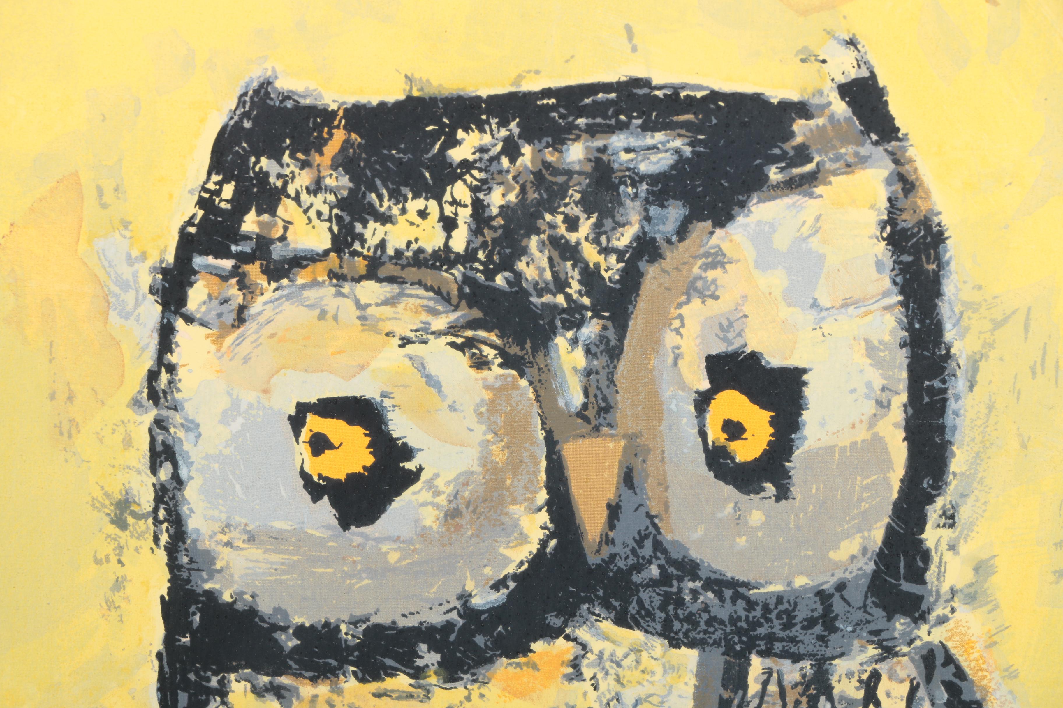 Serigraph After Margaret Layton Painting of Owl