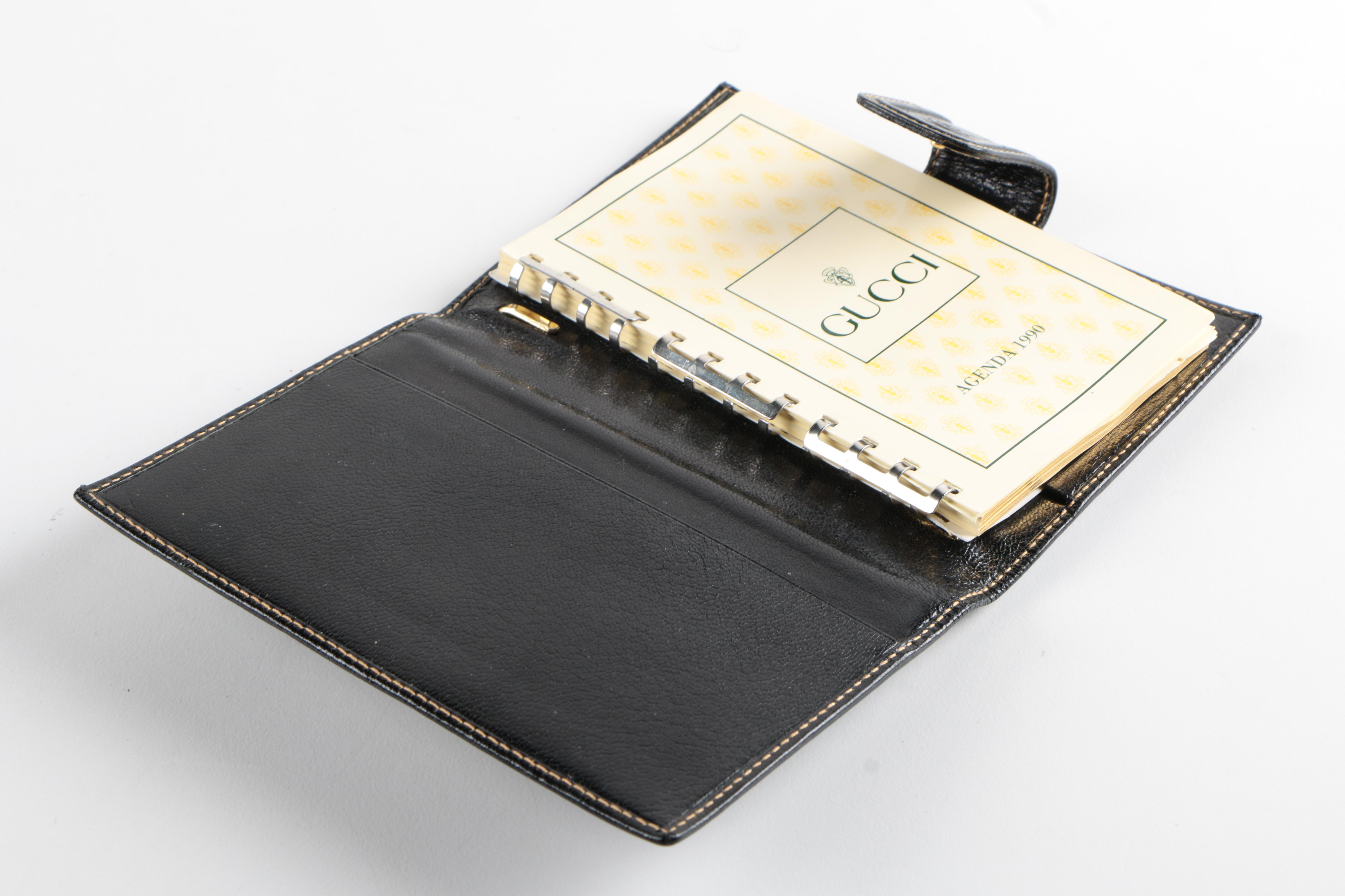 Vintage Gucci Black Leather Agenda Circa 1990