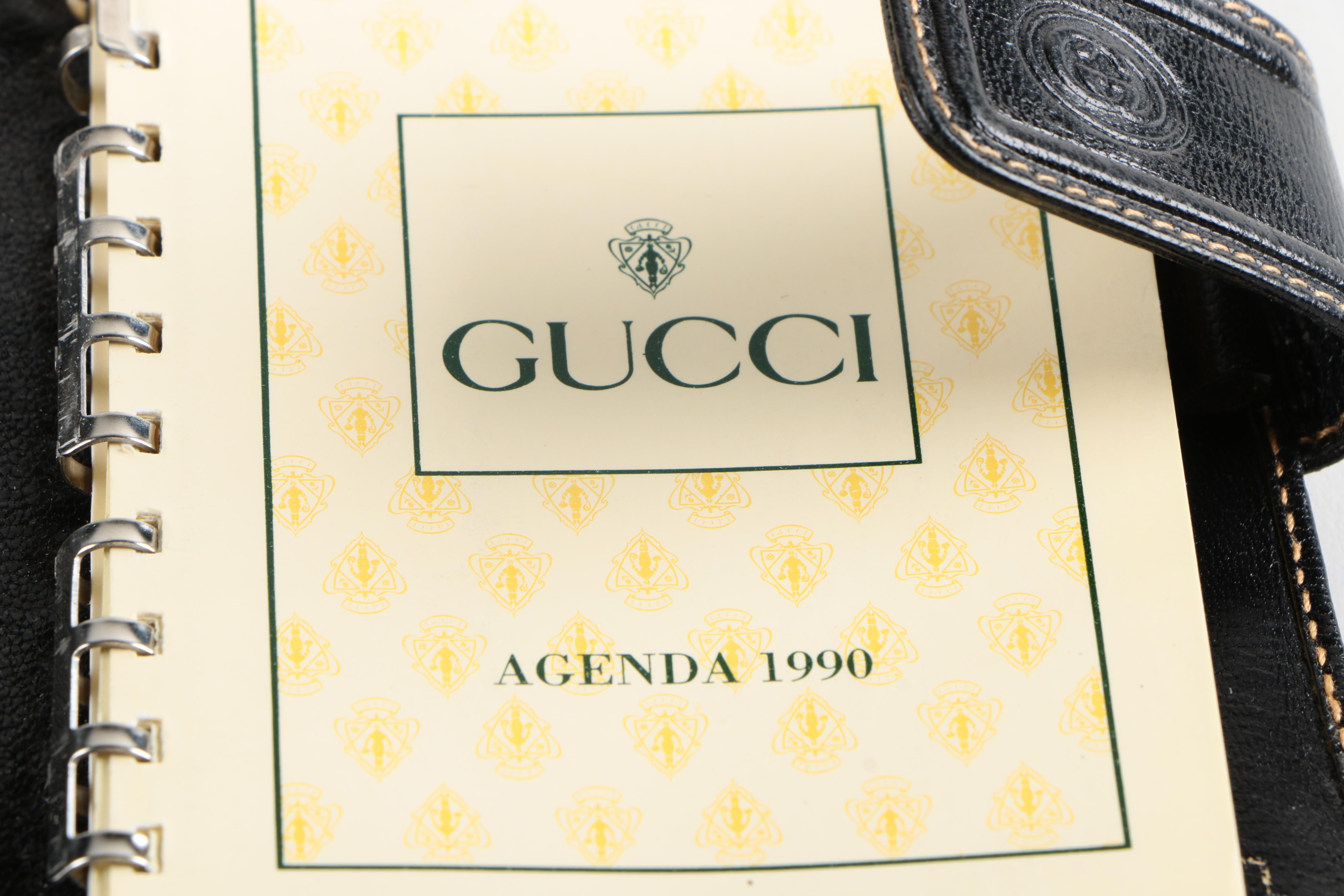 Vintage Gucci Black Leather Agenda Circa 1990