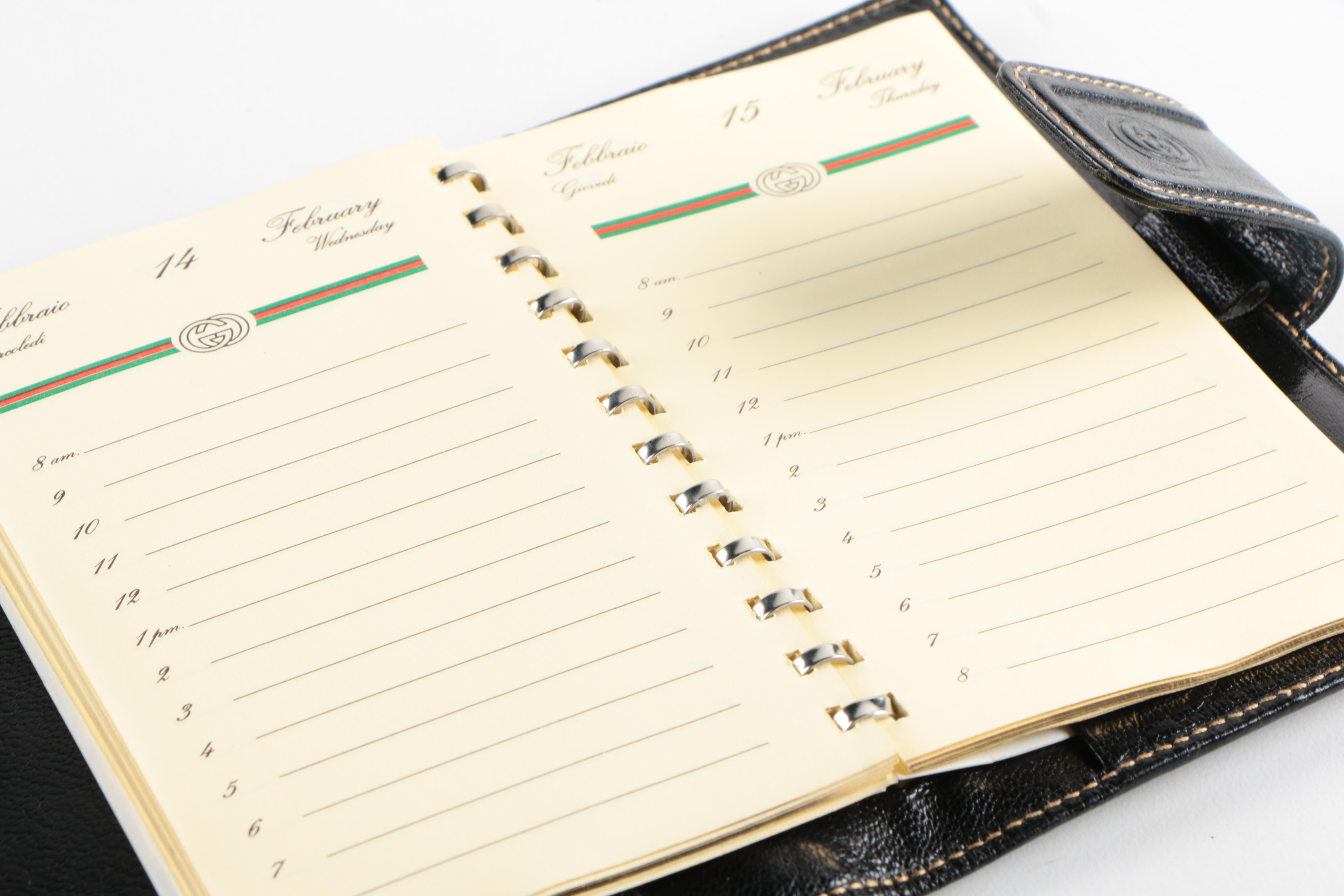 Vintage Gucci Black Leather Agenda Circa 1990
