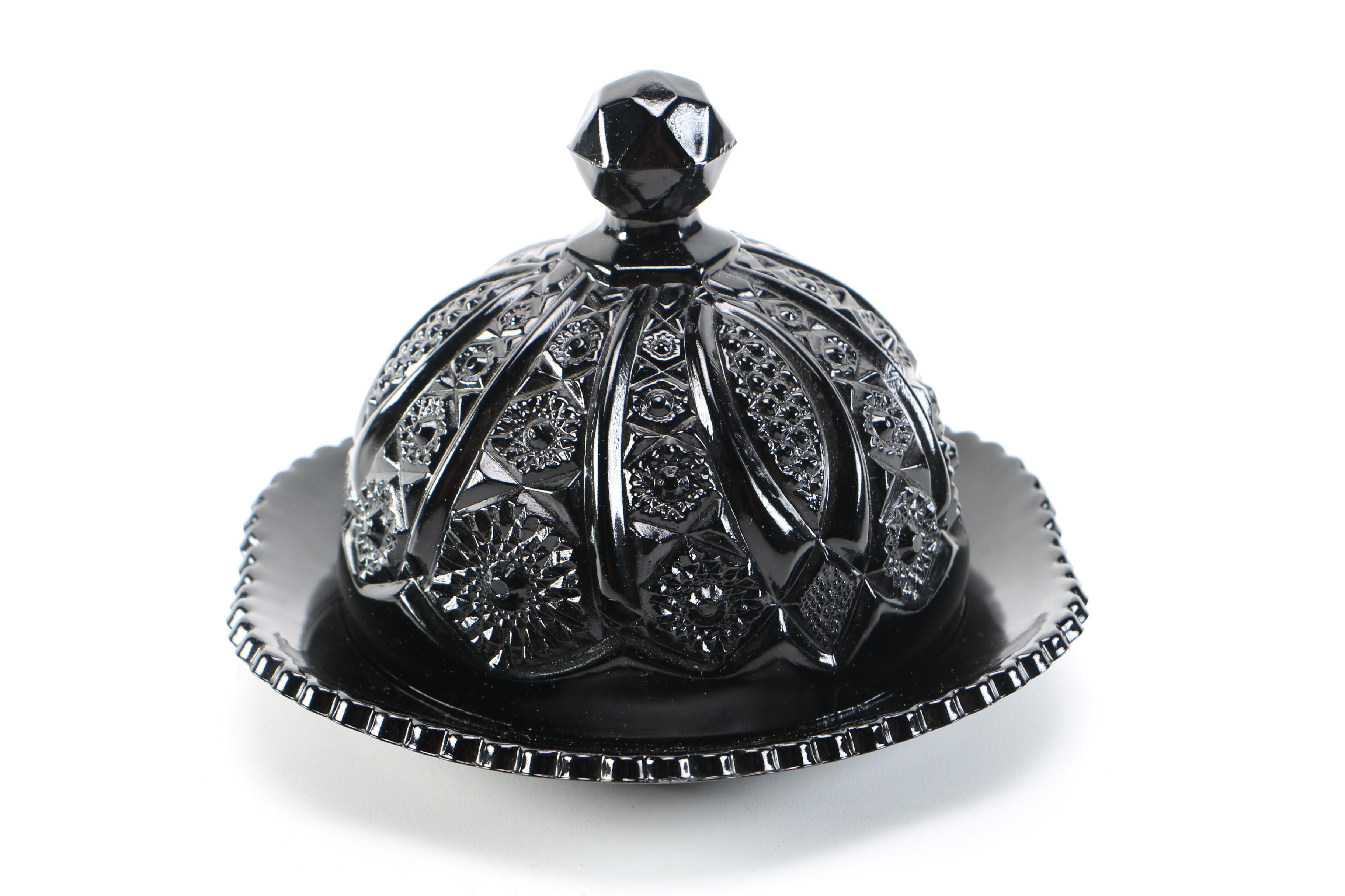 Tiara Exclusives Pressed Black Amethyst Glass Circa 1970