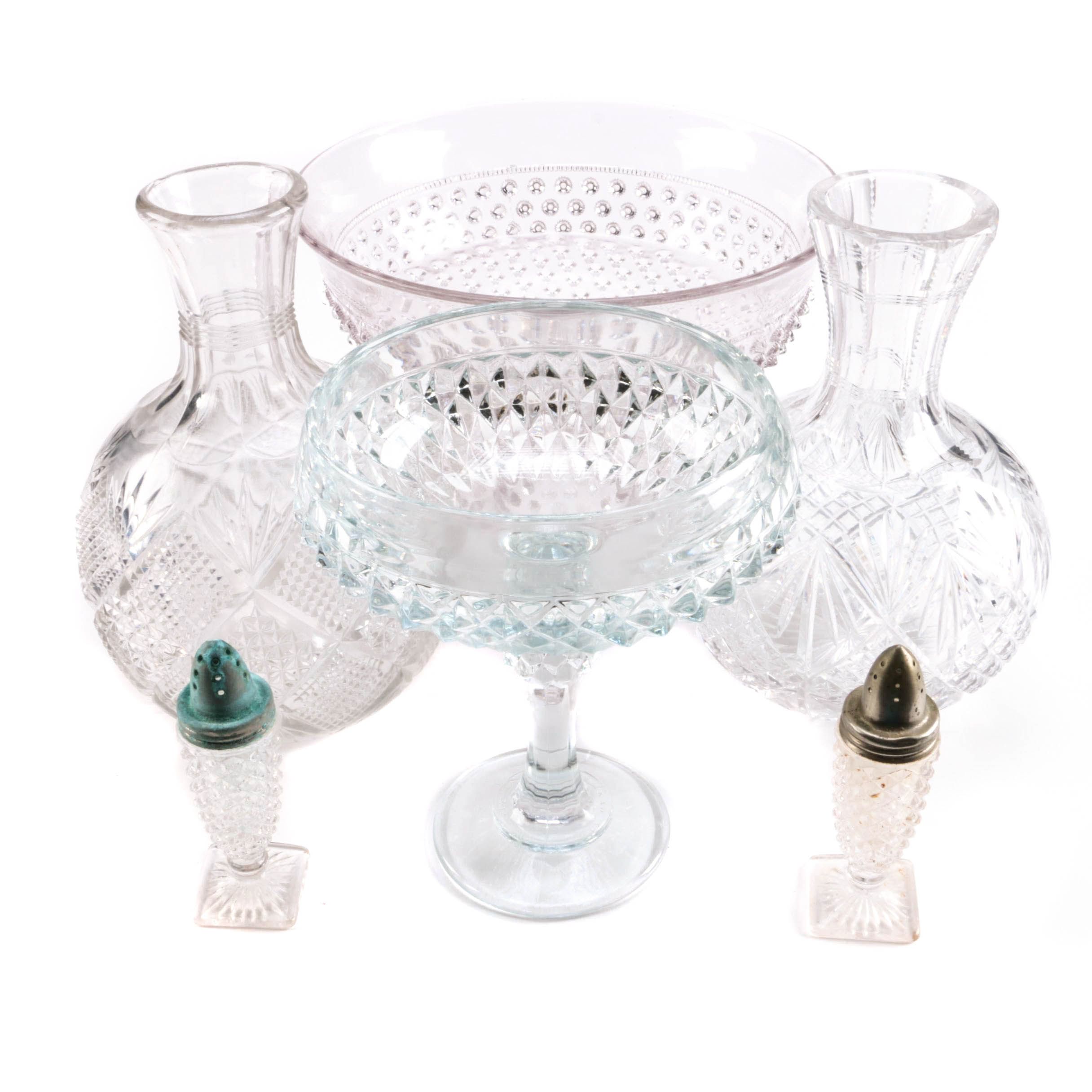 Pressed Glass Including Indiana Glass "Diamond Point"