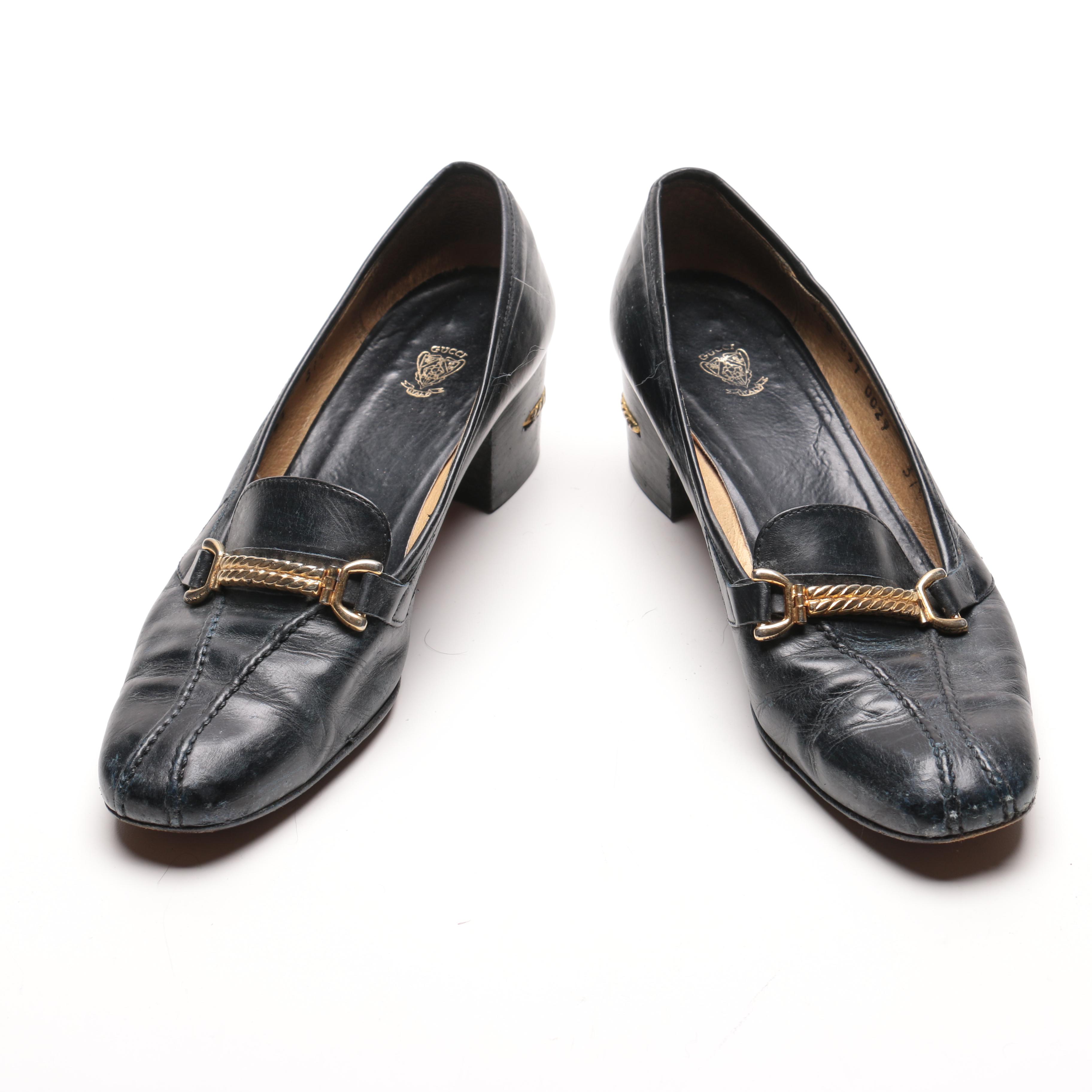 Vintage Gucci Leather Loafer Pumps