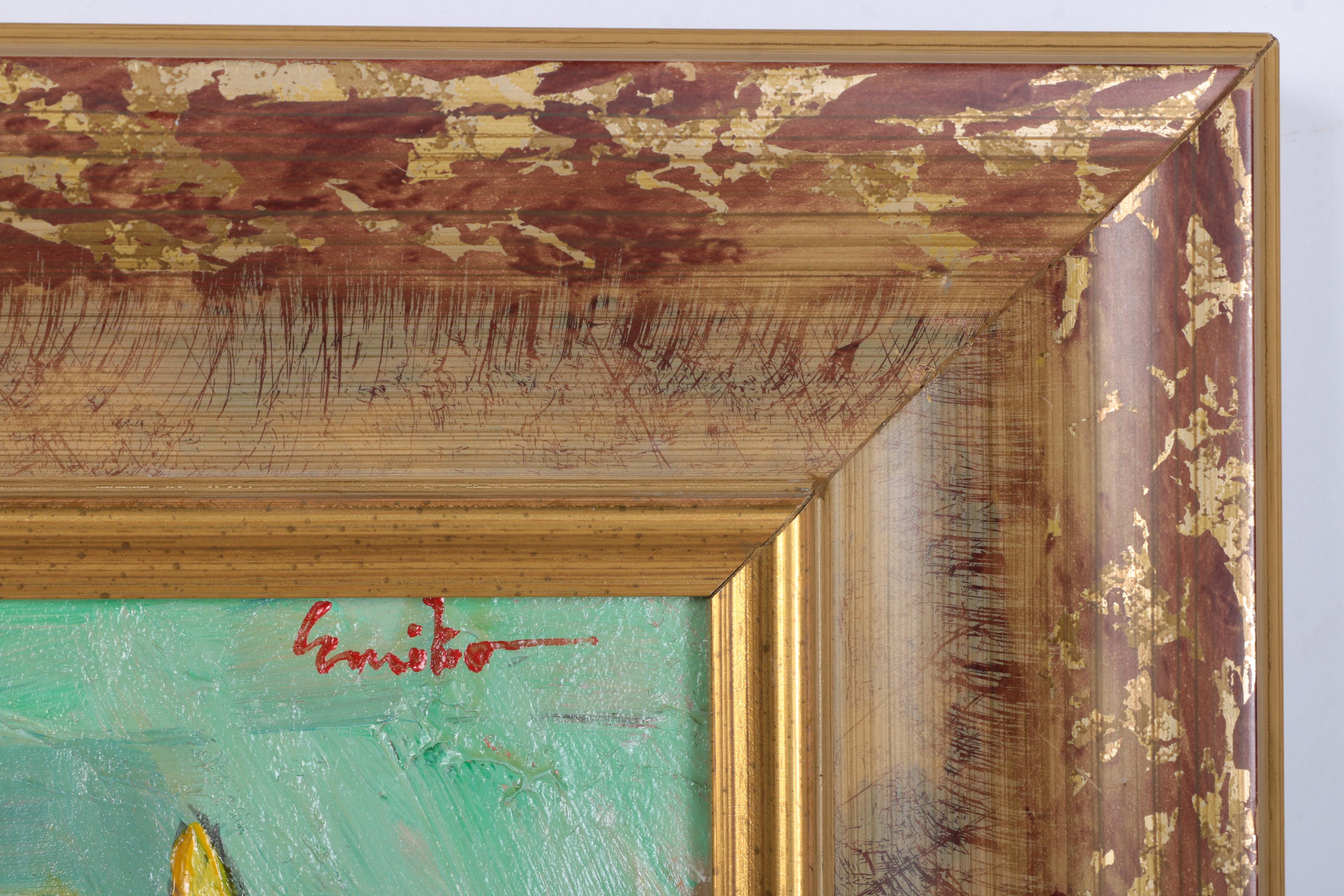 Emilio Pica Oil on Paper Still Life With Flowers