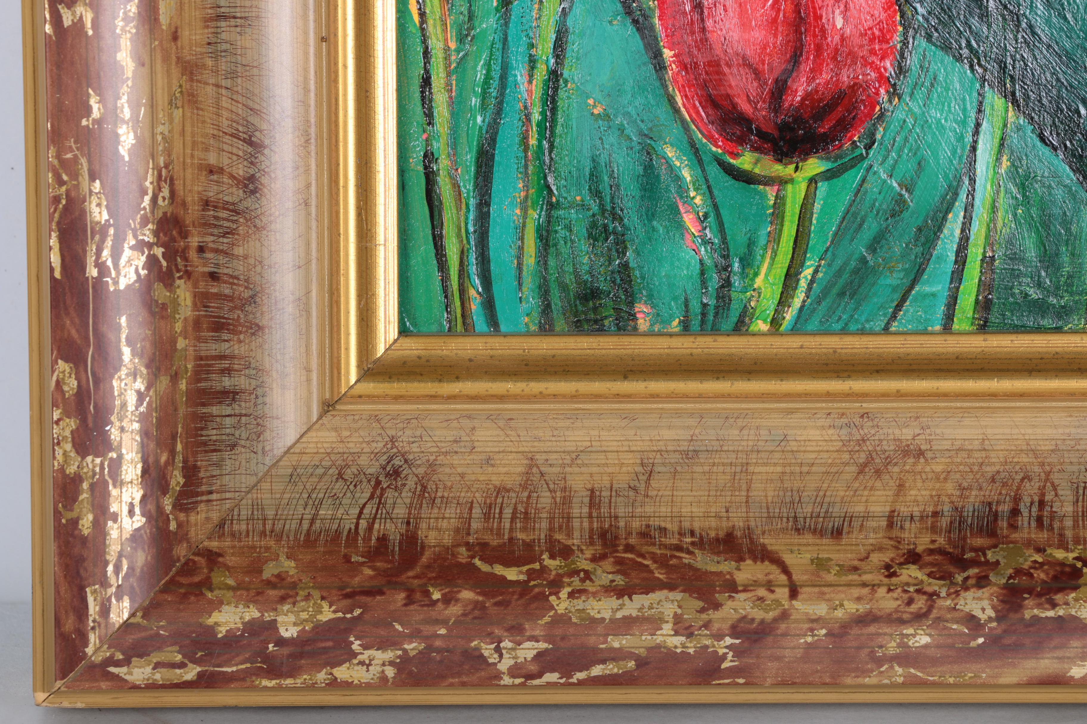 Emilio Pica Oil on Paper Still Life With Flowers