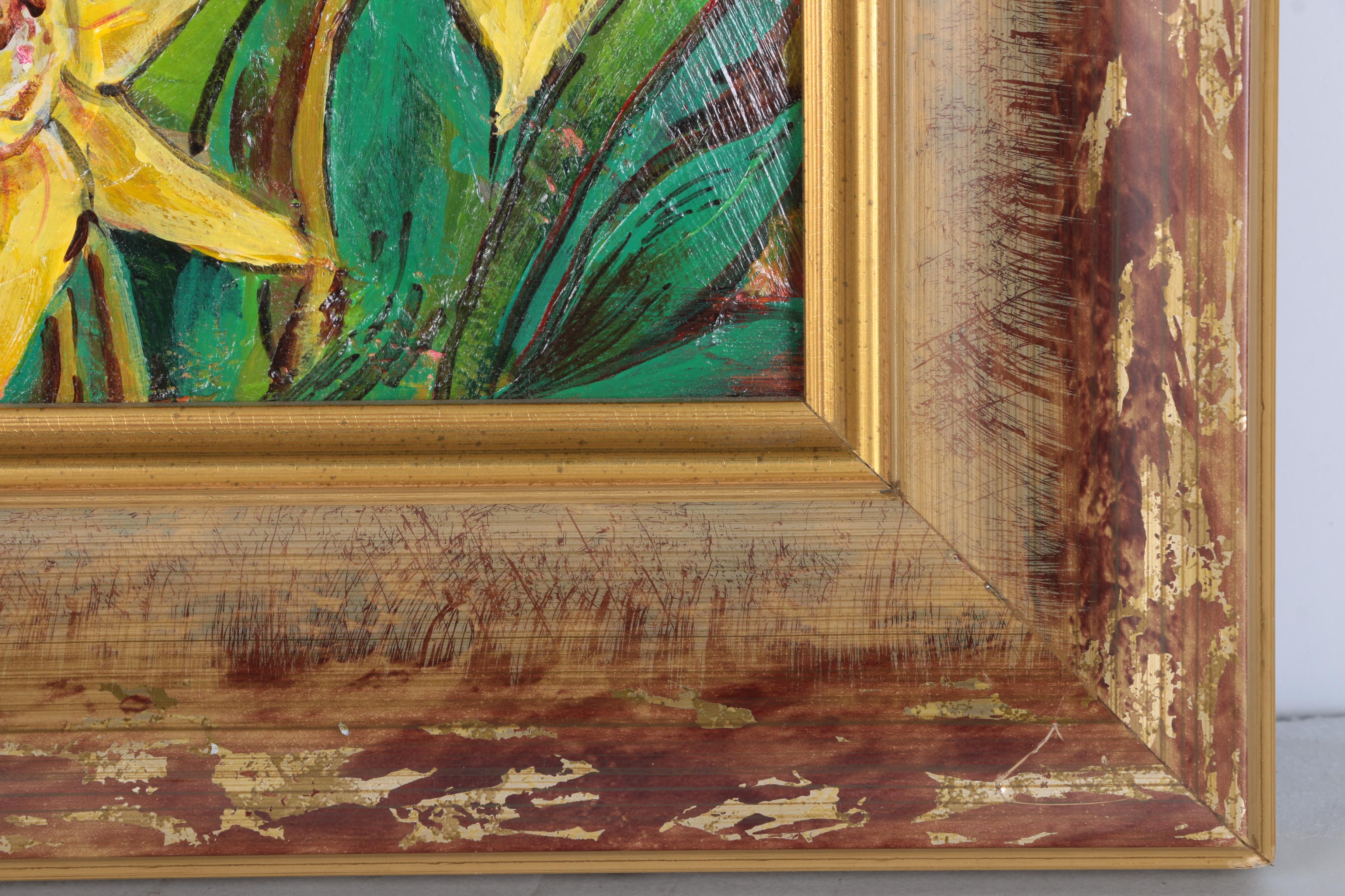 Emilio Pica Oil on Paper Still Life With Flowers