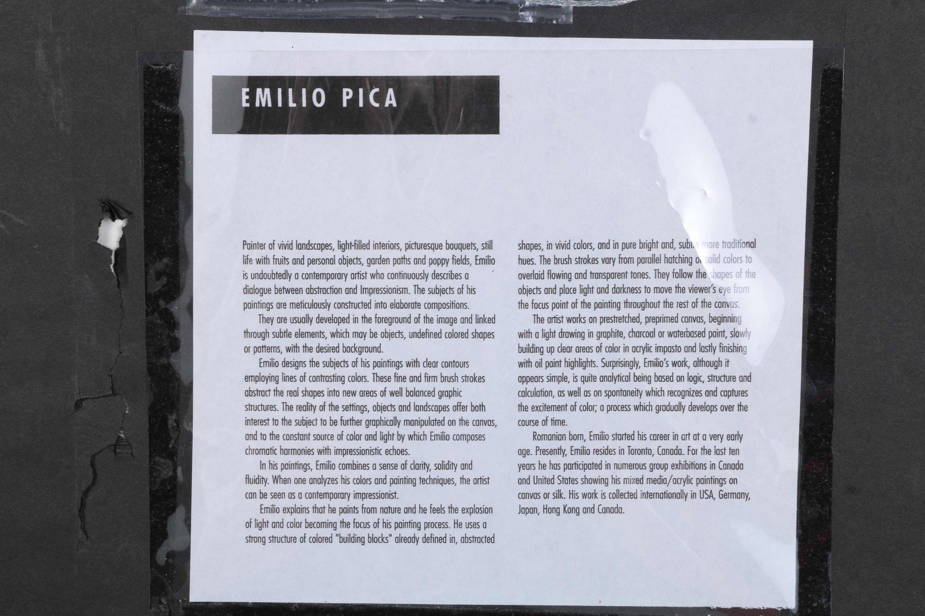 Emilio Pica Oil on Paper Still Life With Flowers