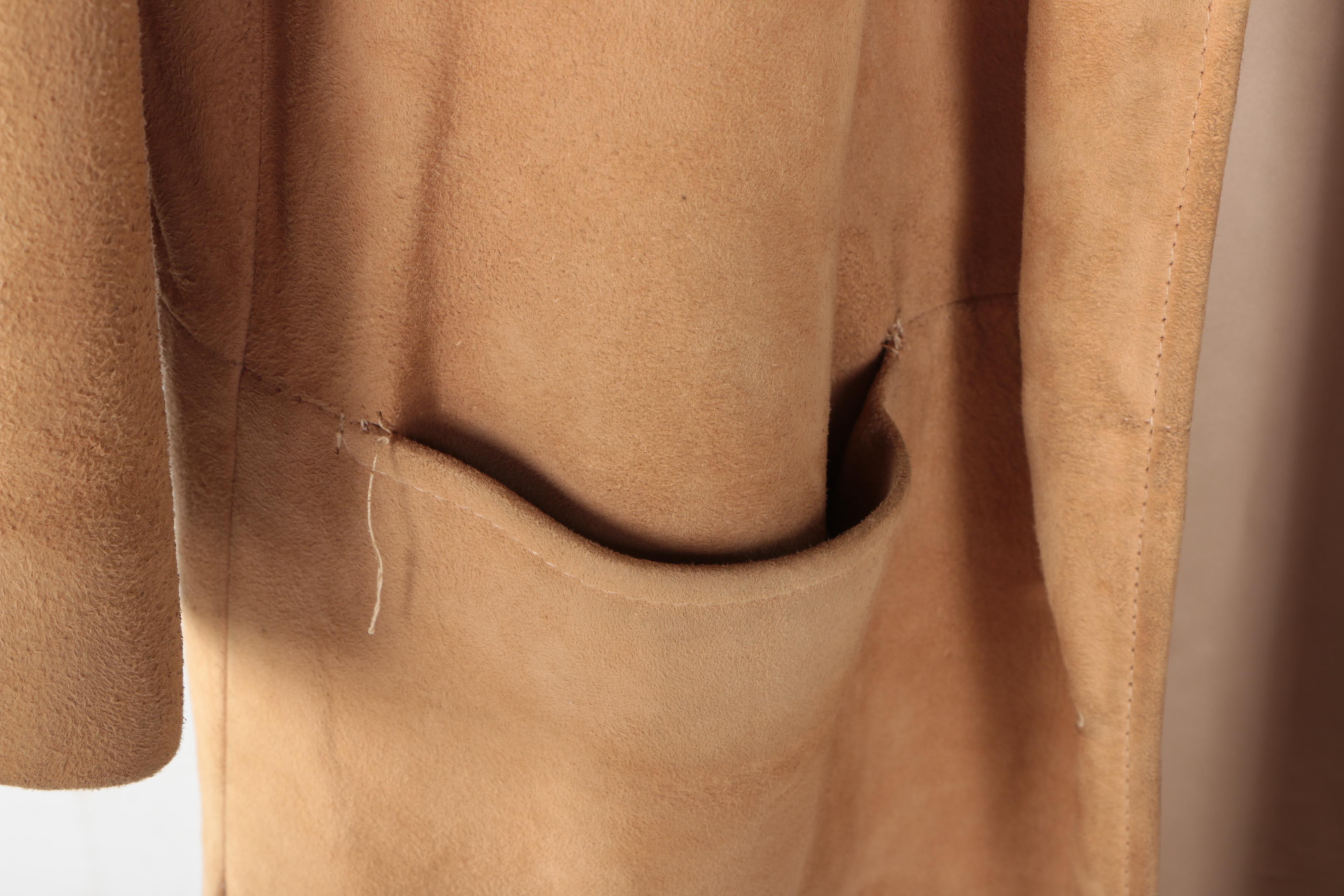 Women's Suede Dress Coat with Mink Fur Collar