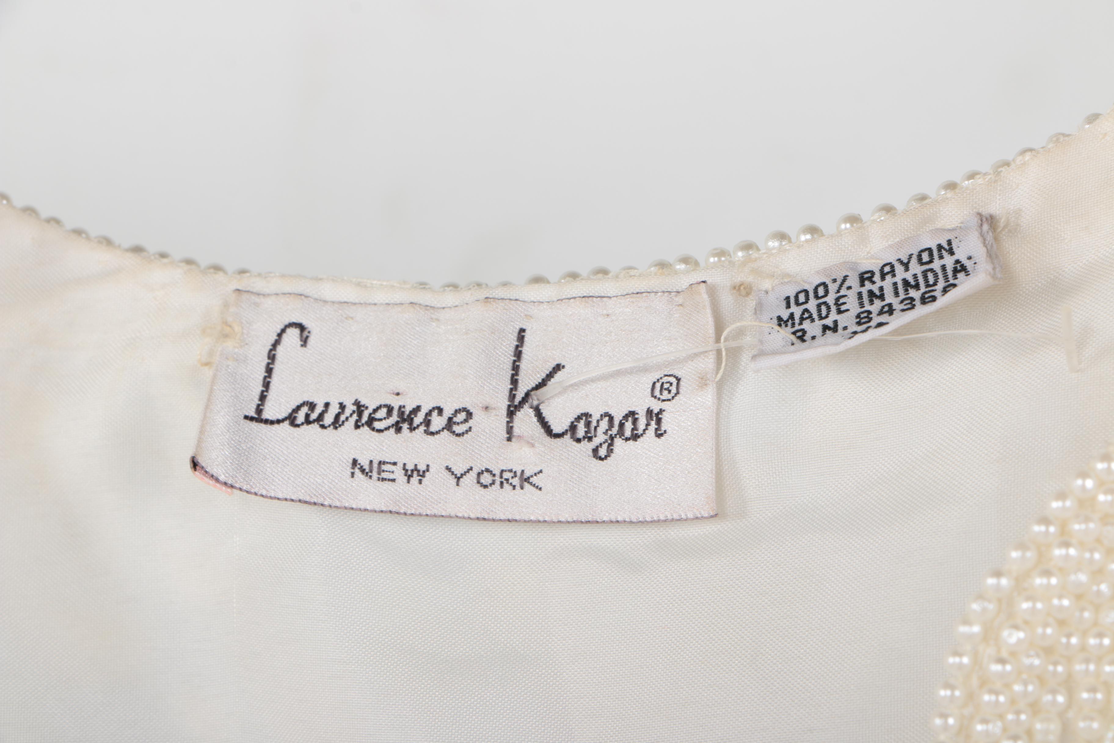 Laurence Kazar White Lace Beaded Top