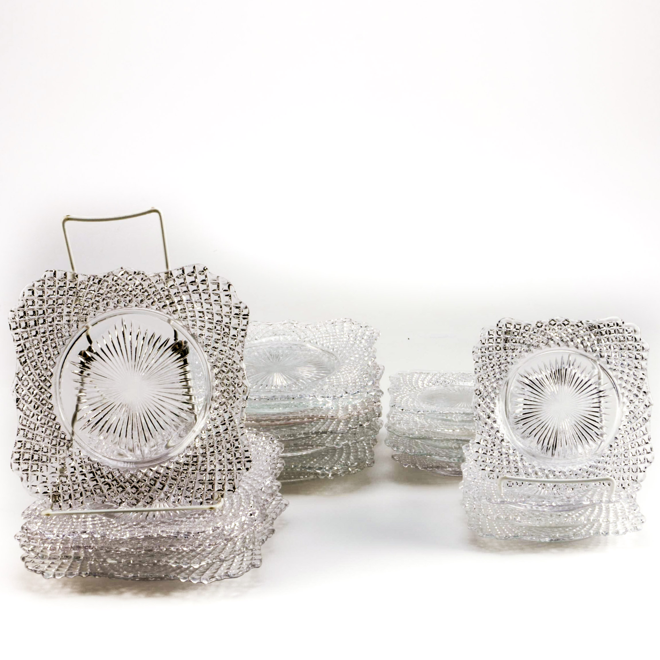 Vintage Pressed Glass Luncheon Plates