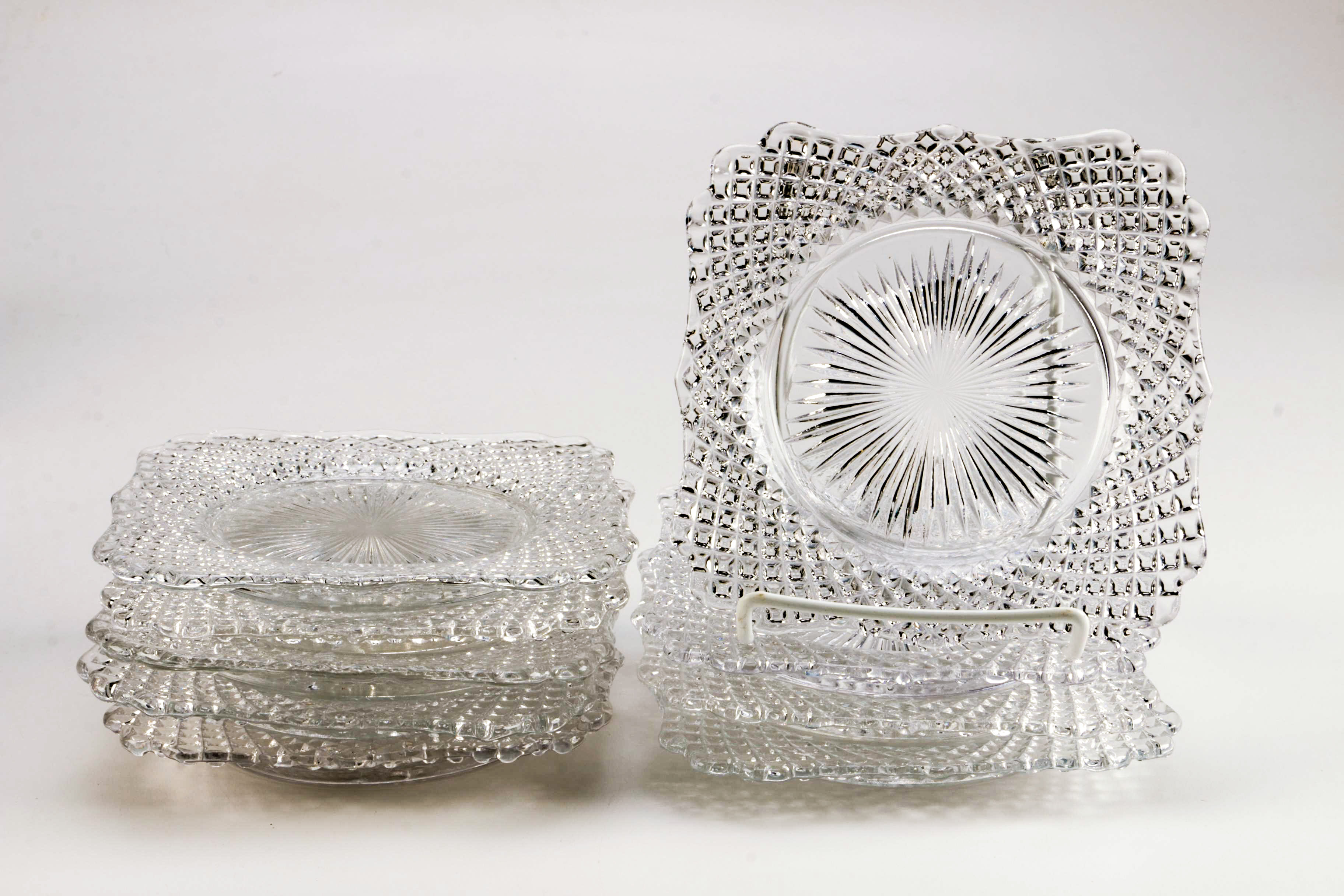Vintage Pressed Glass Luncheon Plates