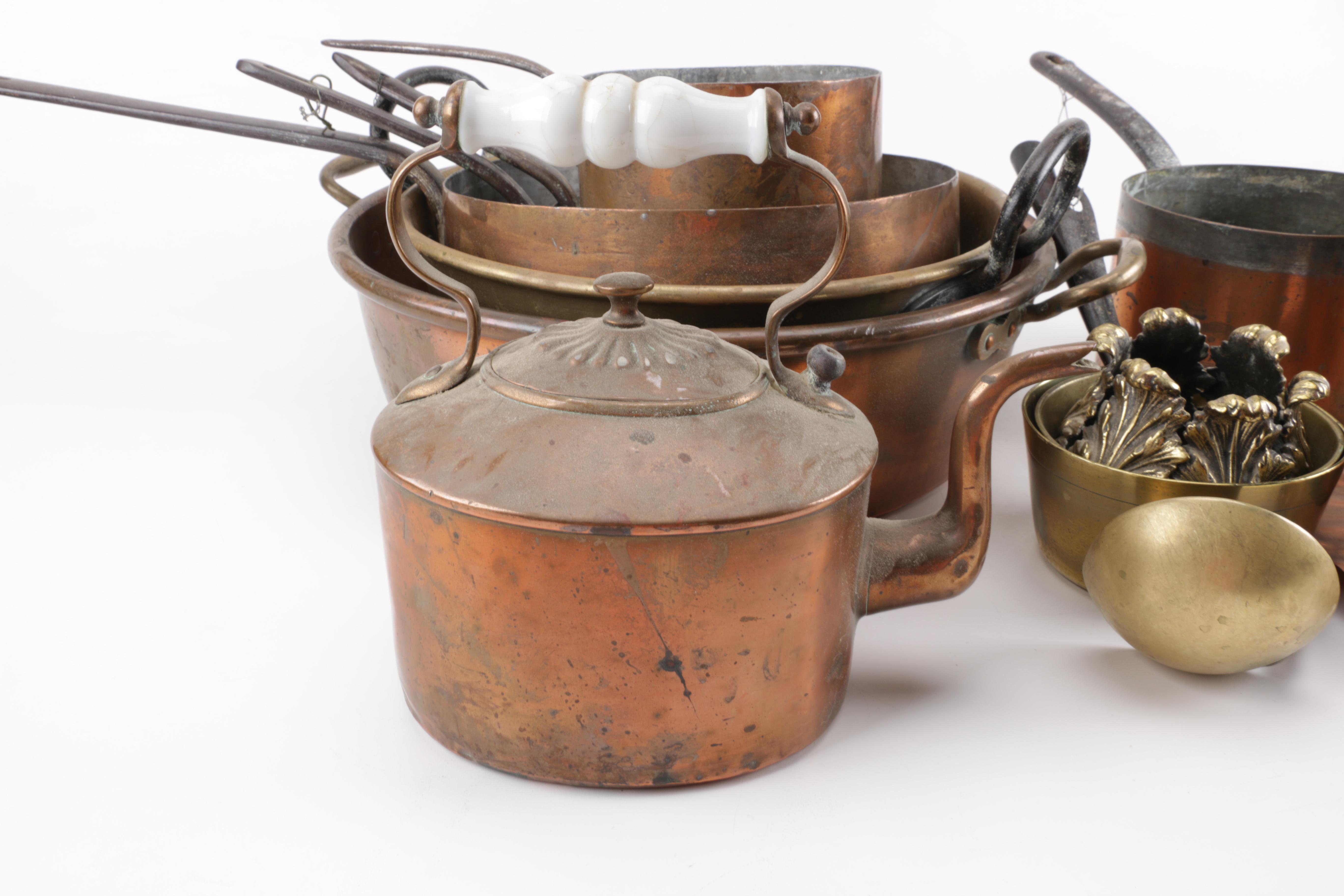 Vintage to Antique Copper and Brass Kitchenalia