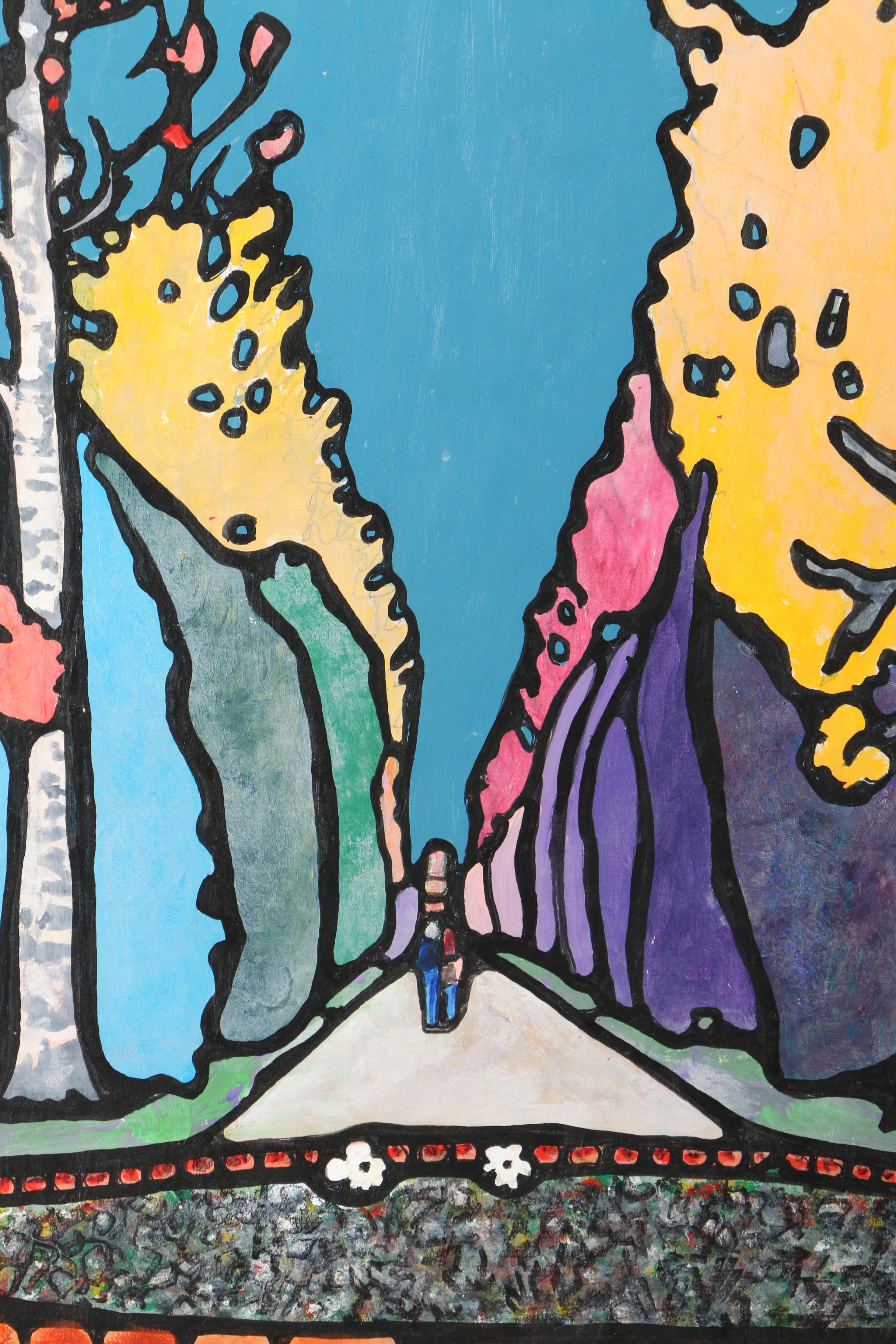 David Selvin Oil Painting on Board "Walking Into the Future"