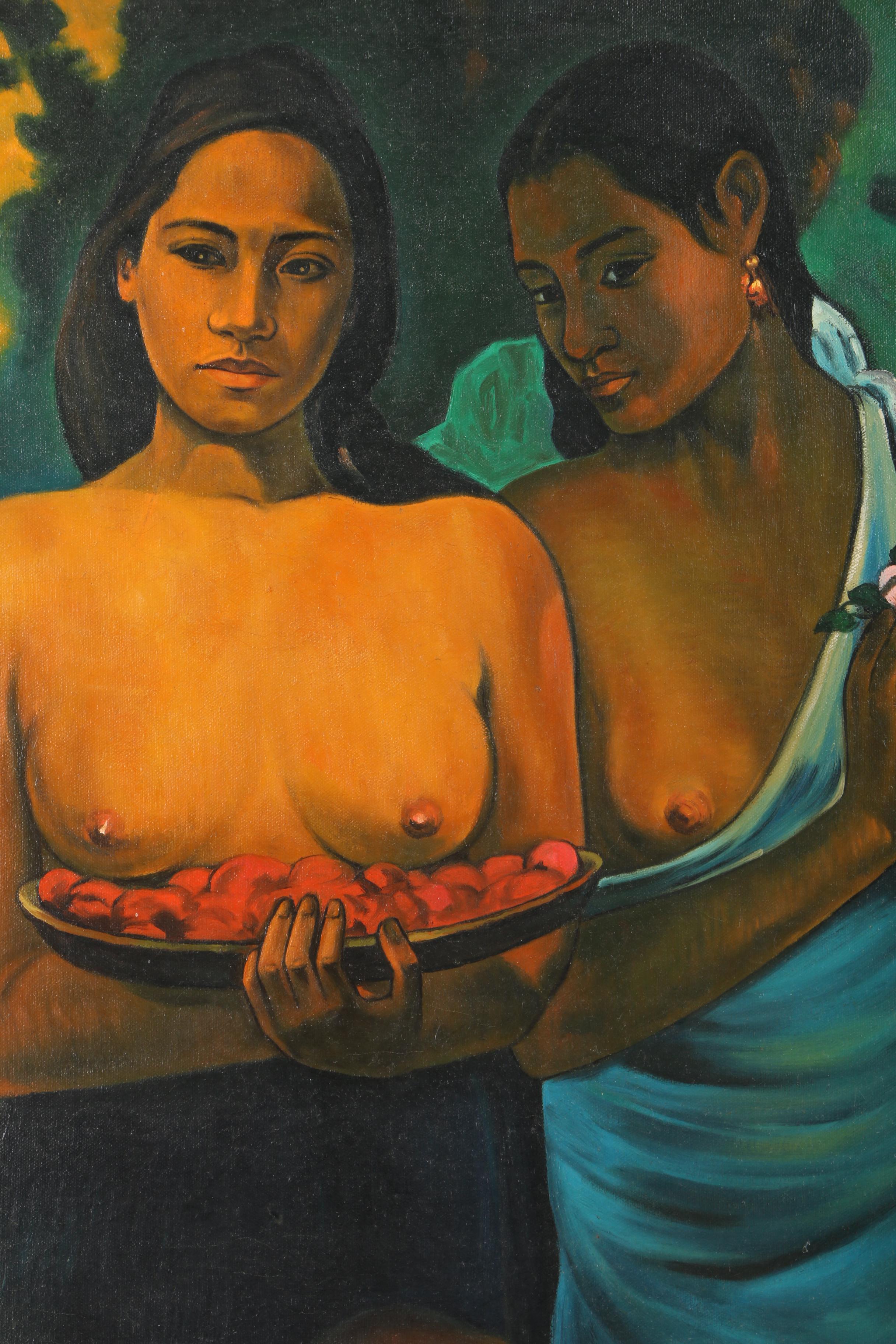 Oil Copy Painting on Canvas After Paul Gauguin's "Two Tahitian Women"
