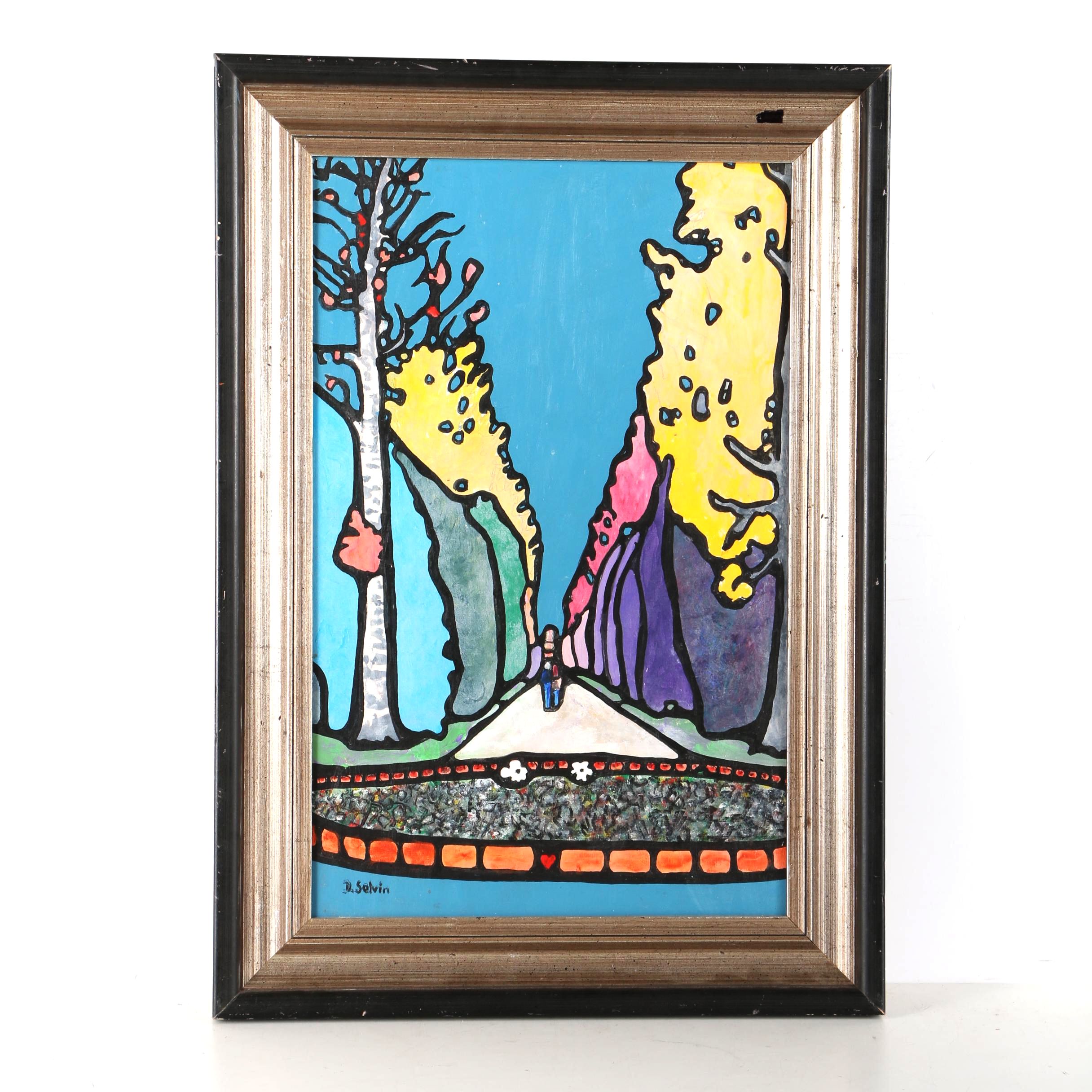 David Selvin Oil Painting on Board "Walking Into the Future"