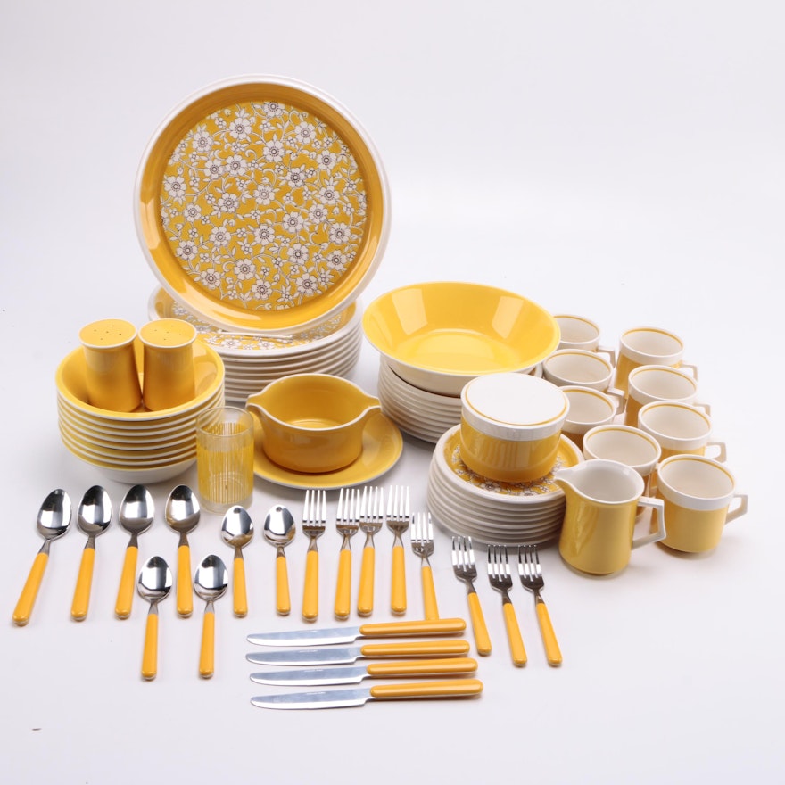 Mikasa Yellow Tableware Including "Calico" and "Accent" Ceramics
