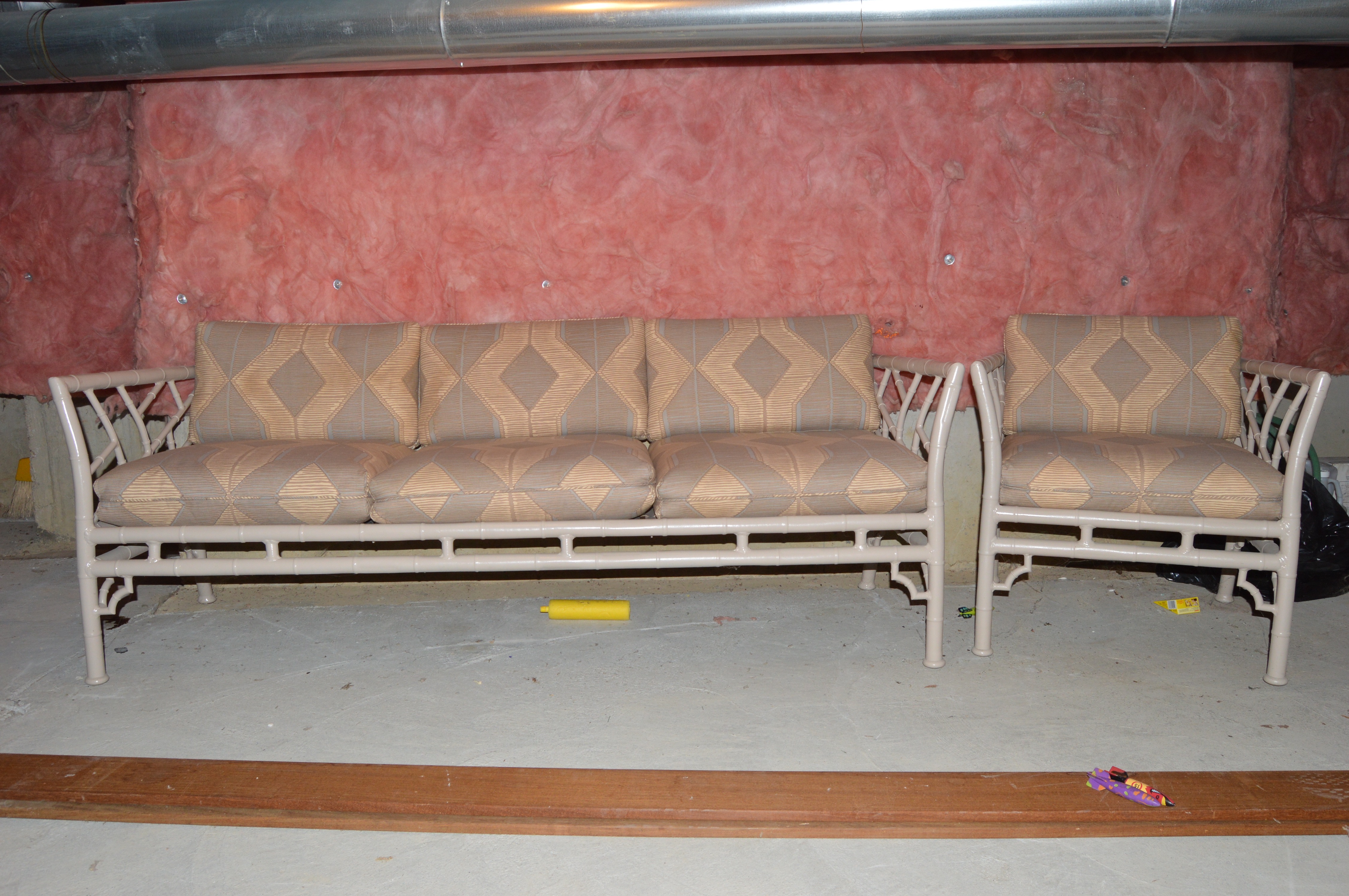 Vintage Meadowcraft Faux Bamboo Sofa and Chair