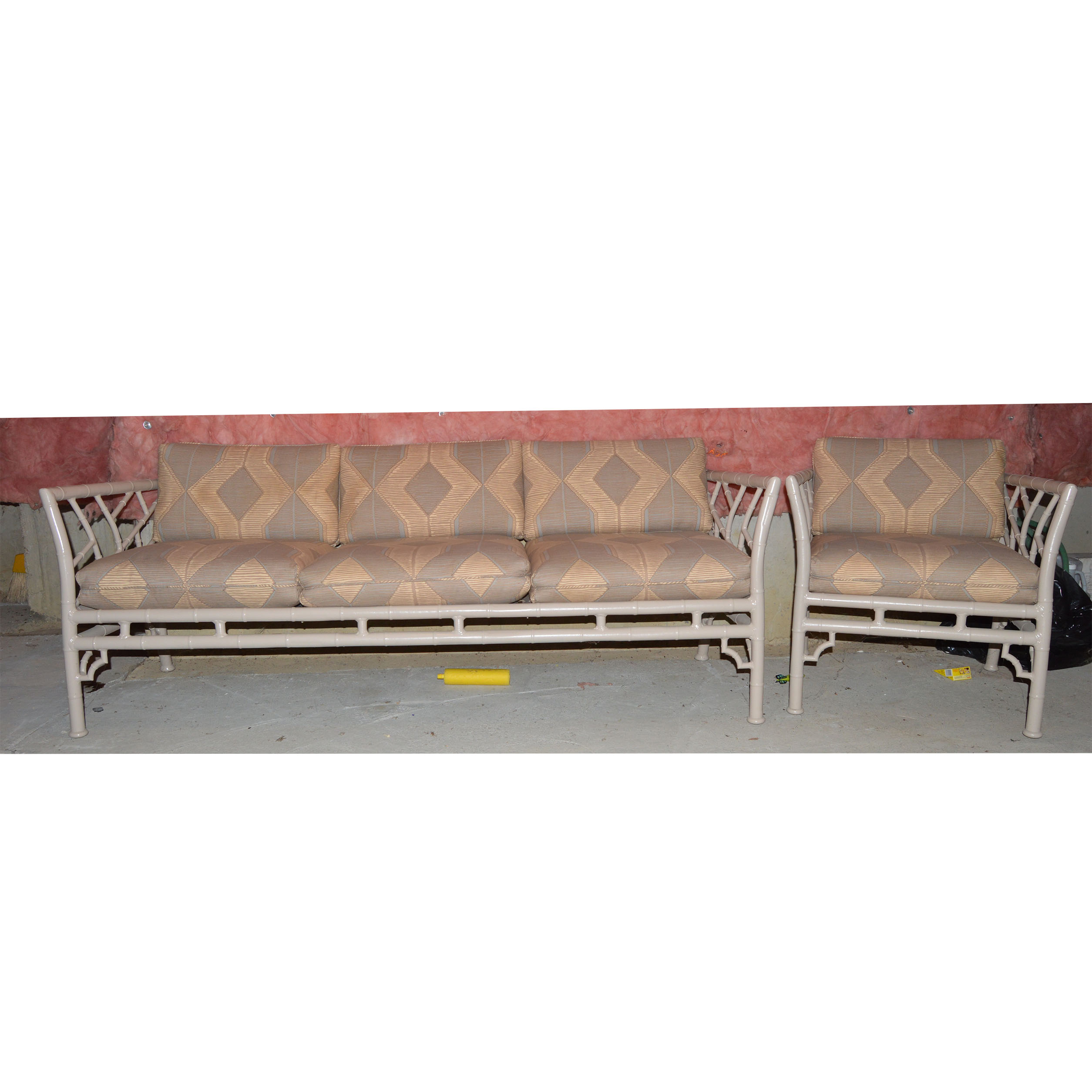 Vintage Meadowcraft Faux Bamboo Sofa and Chair